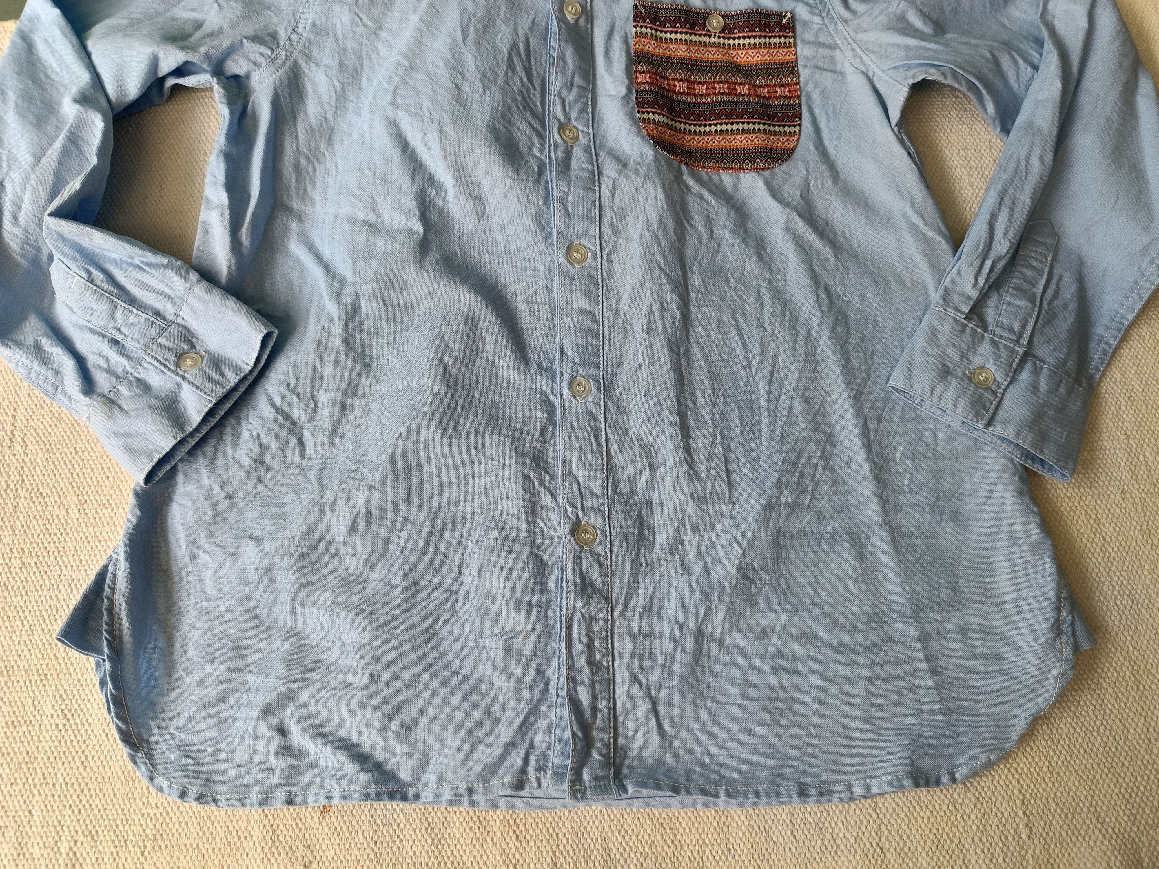 Japanese Brand 7days Sevendays Sunday blue button down native pocket shirt Size US S / EU 44-46 / 1 - 8 Thumbnail
