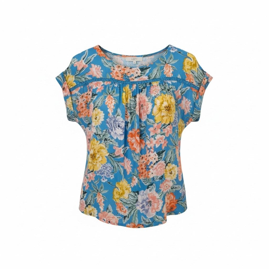 Loft LOFT Women’s XS Blue Floral Blouse Short Sleeve Lightweight Size XS / US 0-2 / IT 36-38 - 1 Thumbnail