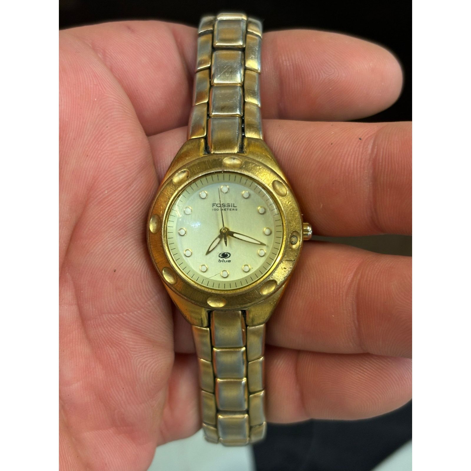 Fossil Vintage Fossil Blue AM-3357 Gold Tone Womens Watch! Size ONE SIZE - 1 Thumbnail