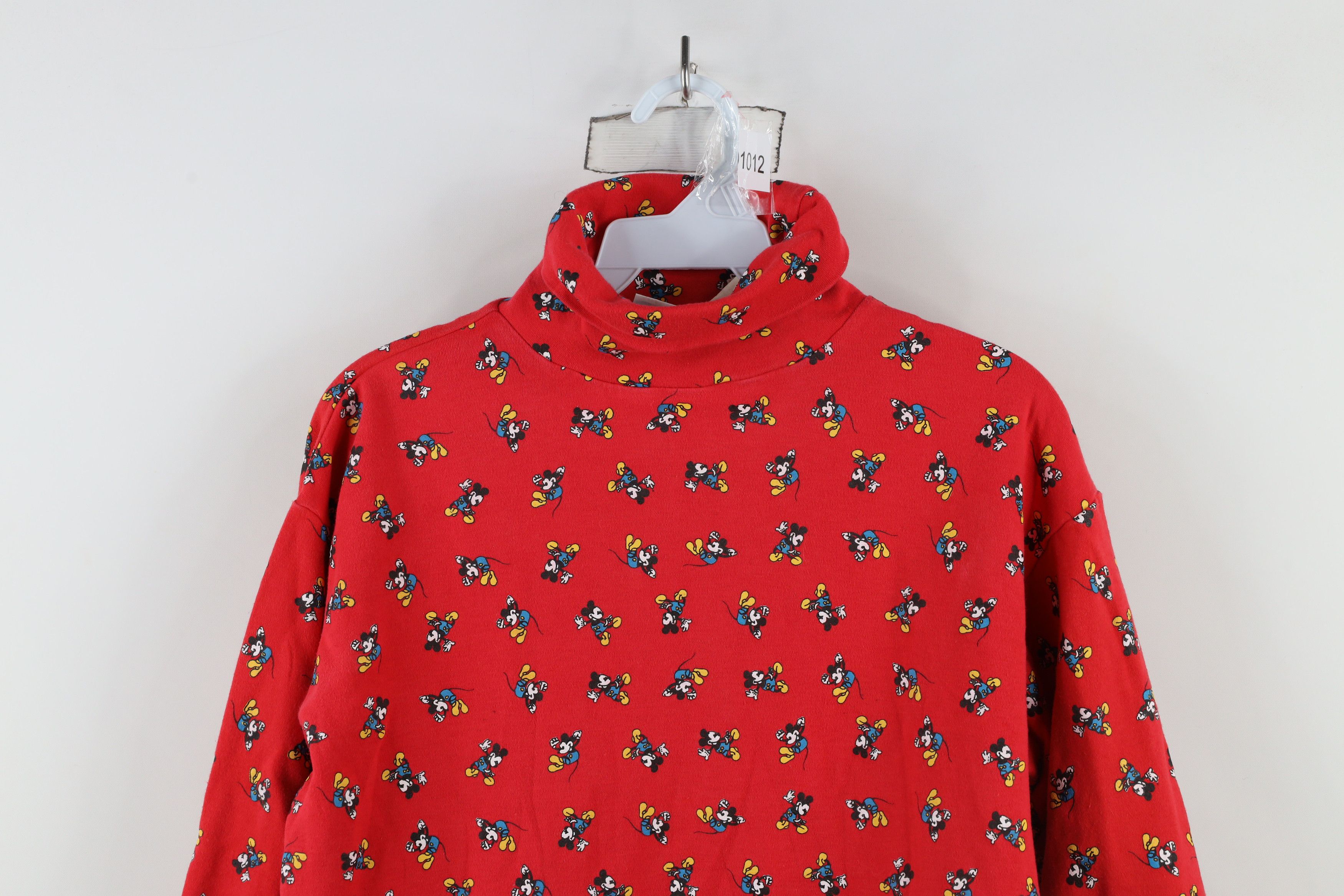 Disney × Vintage Vintage 90s Disney Mickey Mouse All Print Turtleneck T-Shirt Size L / US 10 / IT 46 - 2 Thumbnail