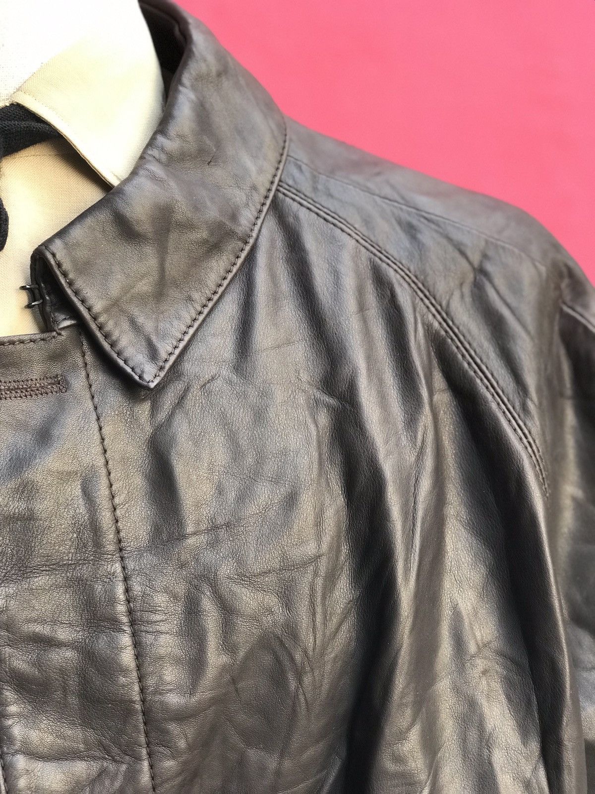 Handmade WOOL & CASHMERE LINED LEATHER RAGLAN COAT, BALMACAAN COAT Size US L / EU 52-54 / 3 - 3 Thumbnail