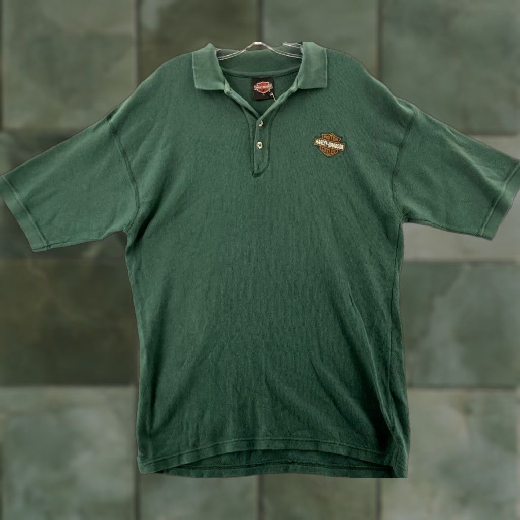 Harley Davidson VINTAGE Harley-Davidson Polo Shirt Mens Large Green Polo Shirt Mens Large Green Harley-Davidson Vintage Embroidered Solid Green Motorcycle Biker Mens Size US L / EU 52-54 / 3 - 1 Thumbnail