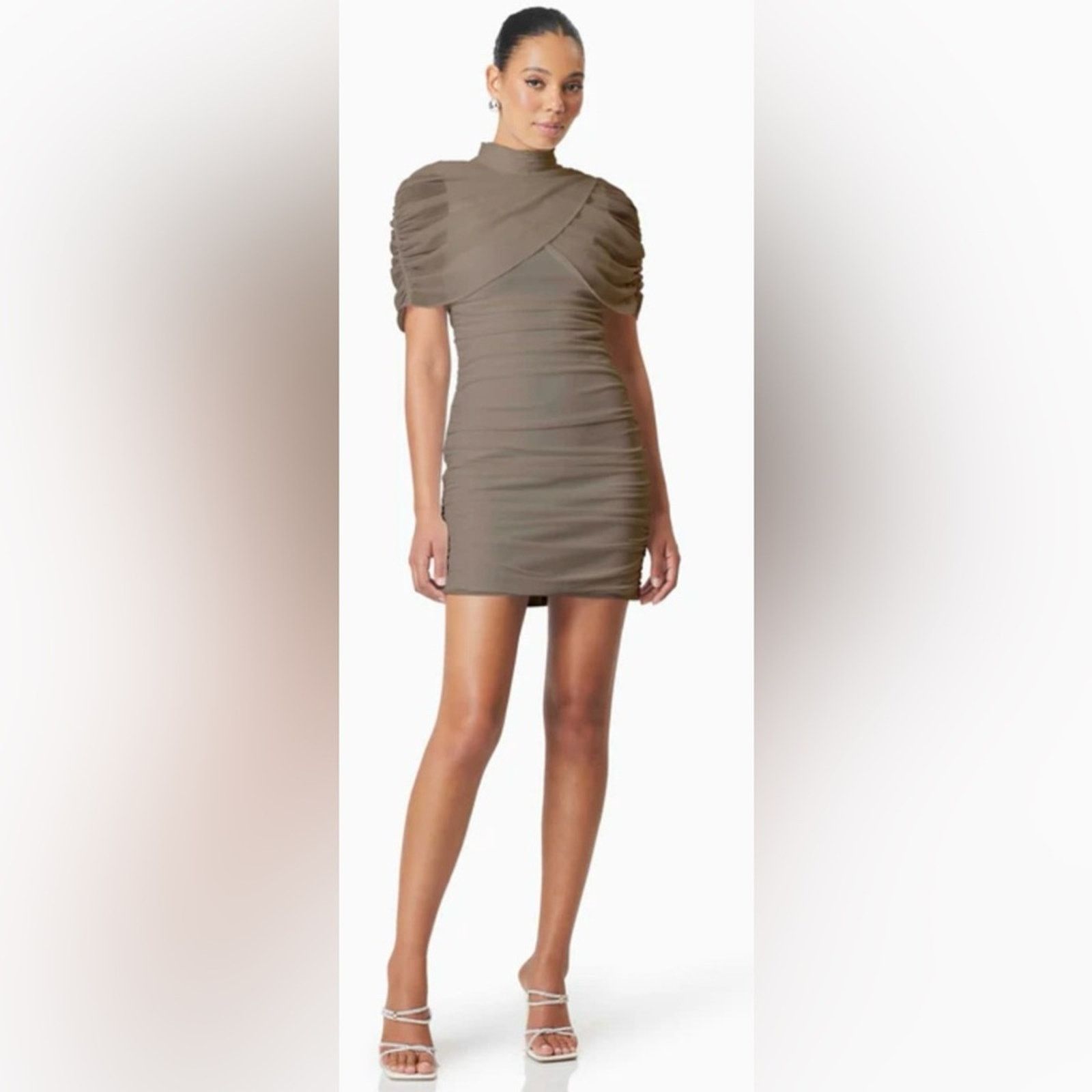 ELLIATT NWT Elliatt $250 Elegant Taupe Grey Ruched Dress Size S Size S / US 4 / IT 40 - 1 Thumbnail