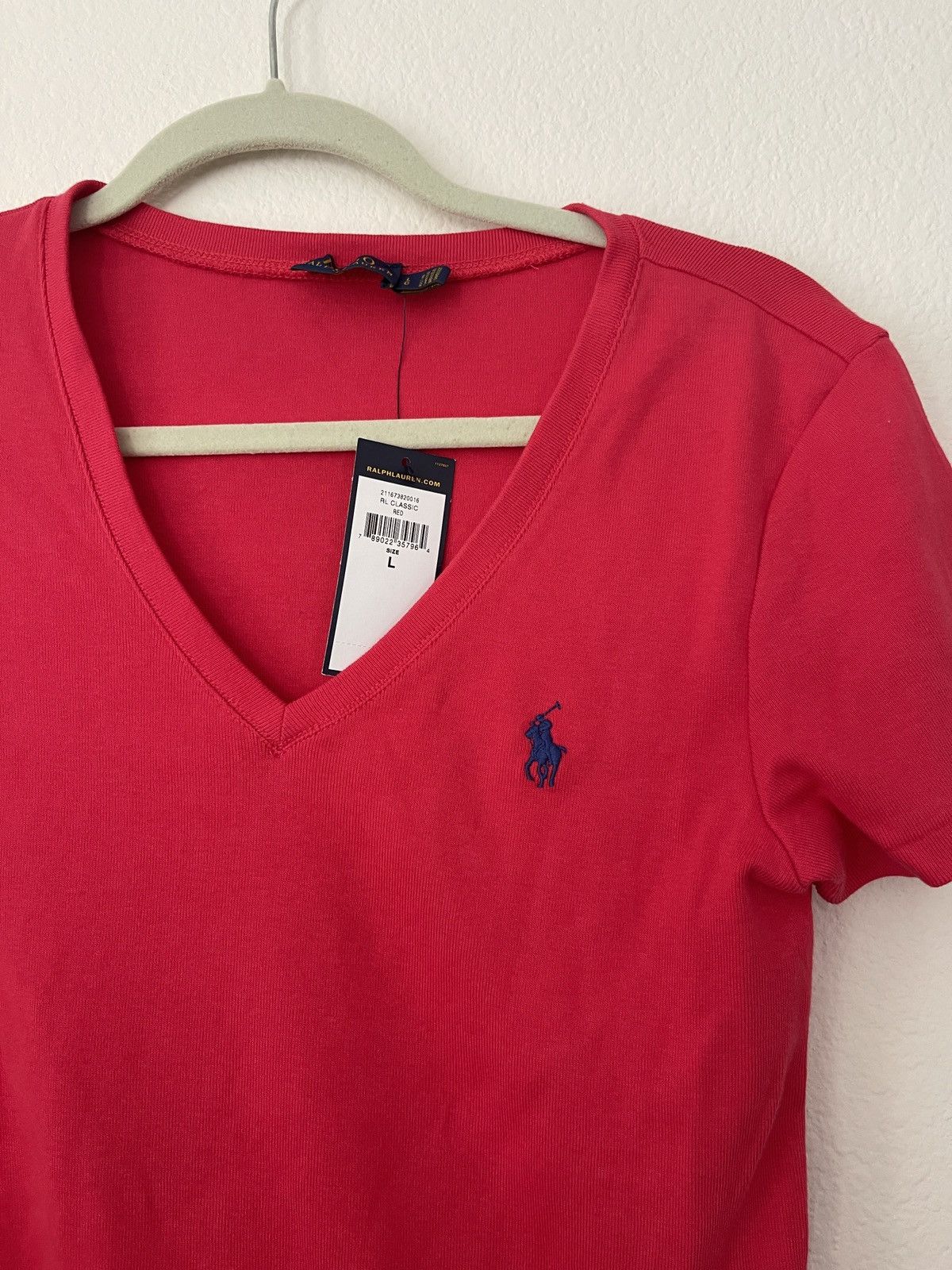 Polo Ralph Lauren NWT polo Ralph women’s V tee in cotton size L color in red Size L / US 10 / IT 46 - 2 Thumbnail