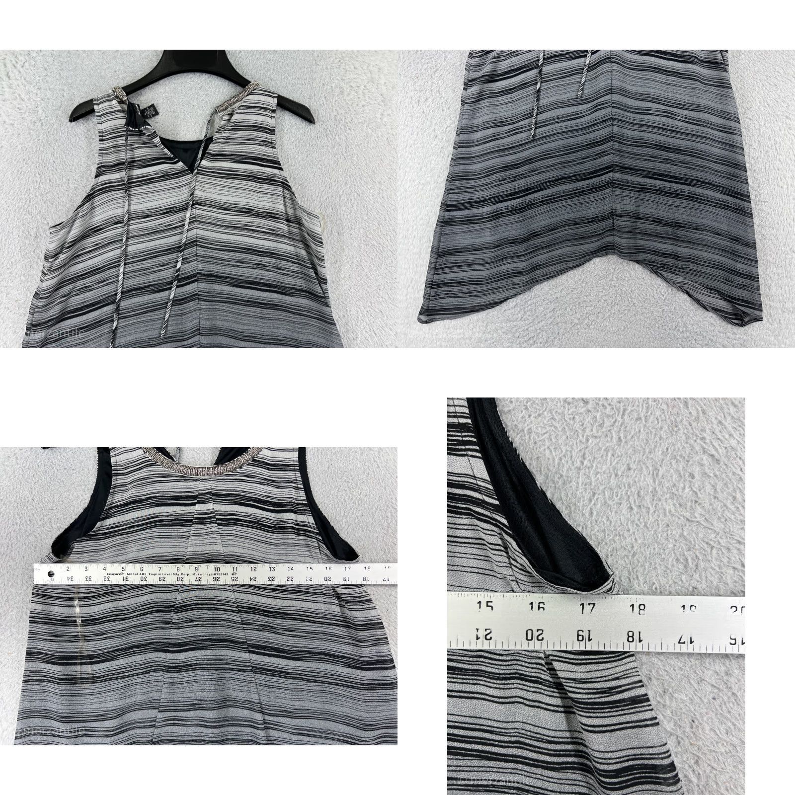 Alfani Alfani Shirt Women's Small Gray Striped Beaded 100% Polyester Sleeveless Tank - Casual, Knit, Round Neck, Pullover, Regular Fit, Gray, Tank, Women Size S / US 4 / IT 40 - 8 Thumbnail