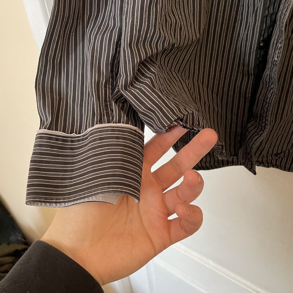 Gucci × Tom Ford × Vintage Gucci by Tom Ford black striped Gray Dress Shirt 90s Size US XL / EU 56 / 4 - 5 Thumbnail