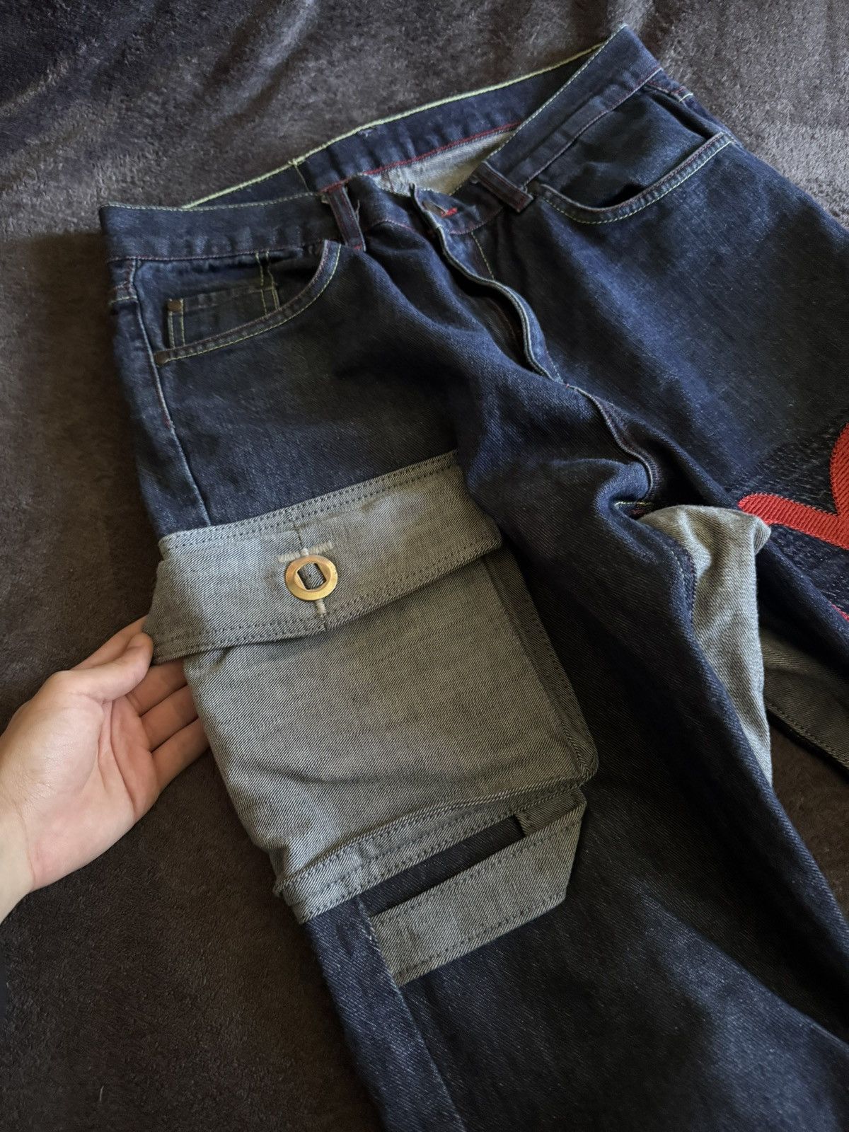 Evisu × Puma Evisu Puma vintage denim pants pocket big logo Size US 33 - 4 Thumbnail