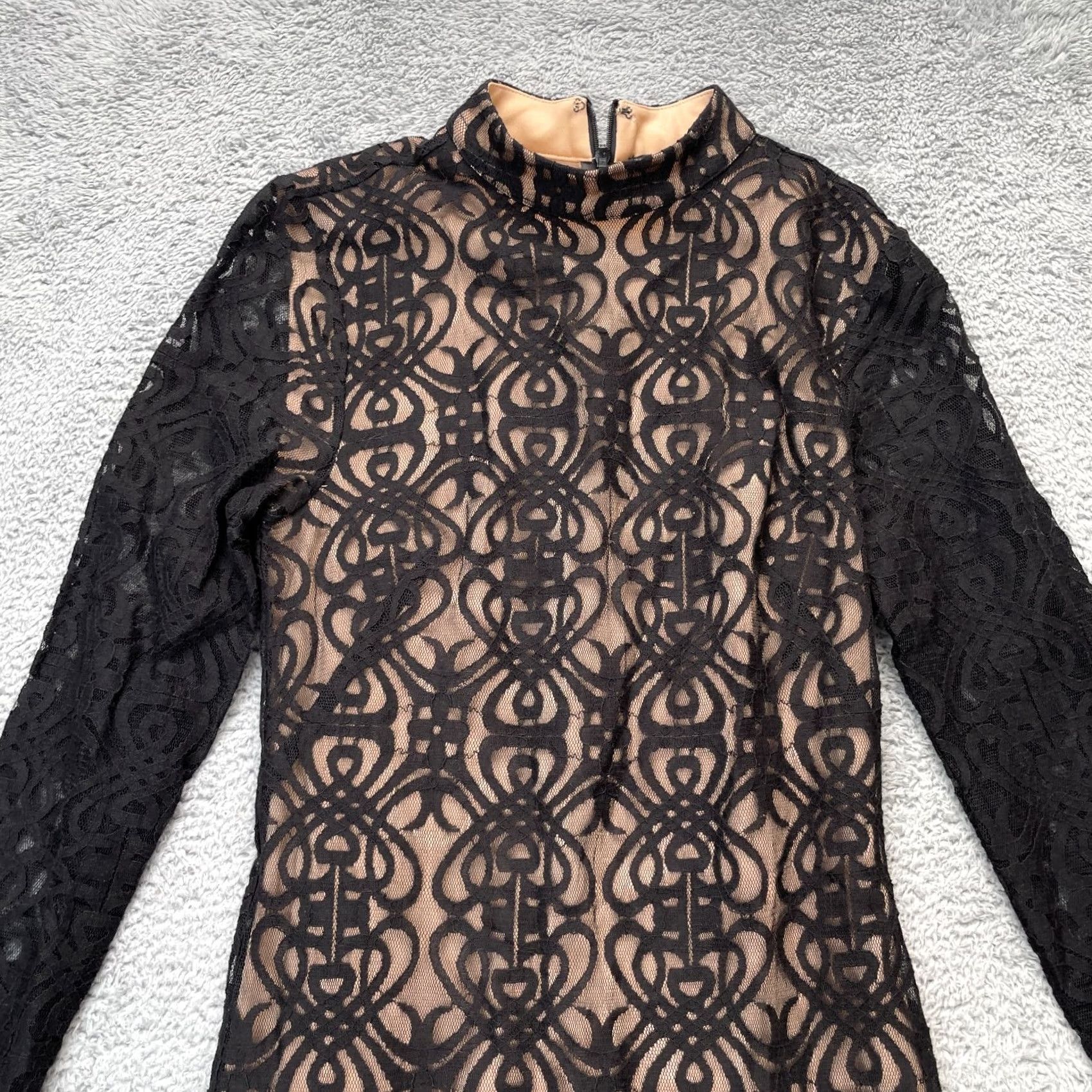 Forever 21 FOREVER 21 Dress Womens Small Black Floral Lace Crochet Overlay Mock Neck Gothic Size S / US 4 / IT 40 - 5 Thumbnail