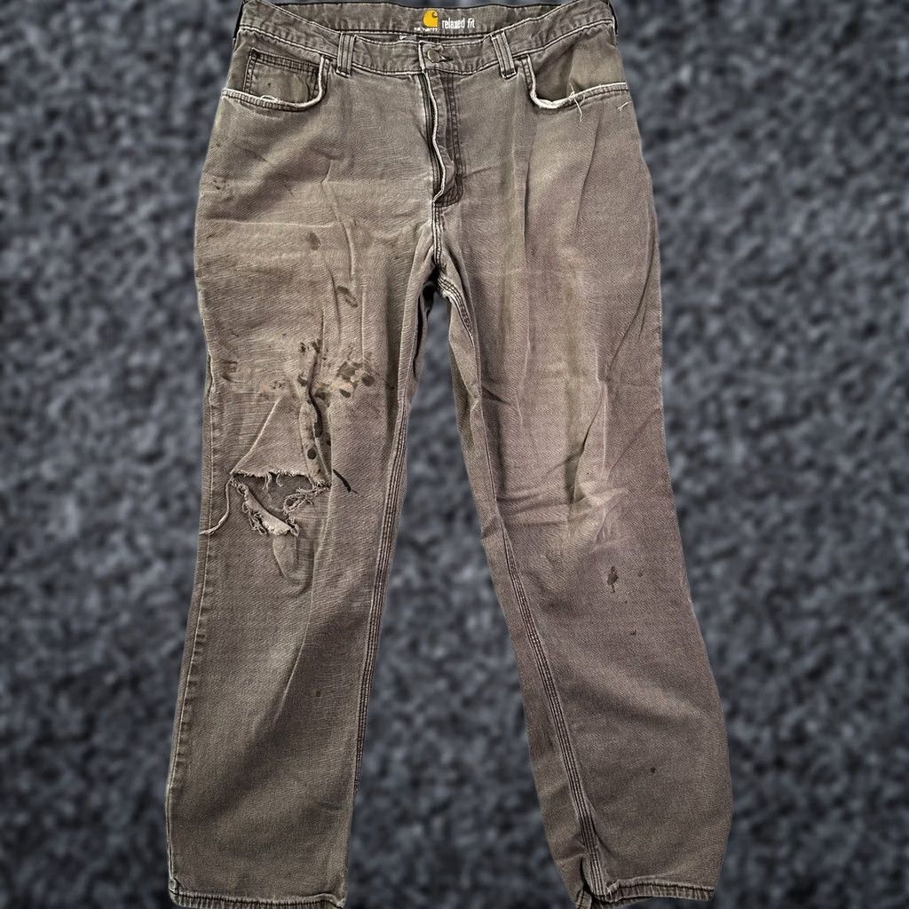 Carhartt Carhartt Chino Pants Brown Men's 36X32 Relaxed Fit Straight Leg Distressed Workwear Front Button 5-Pocket Design Regular Inseam 32 in Size US 36 / EU 52 - 1 Thumbnail