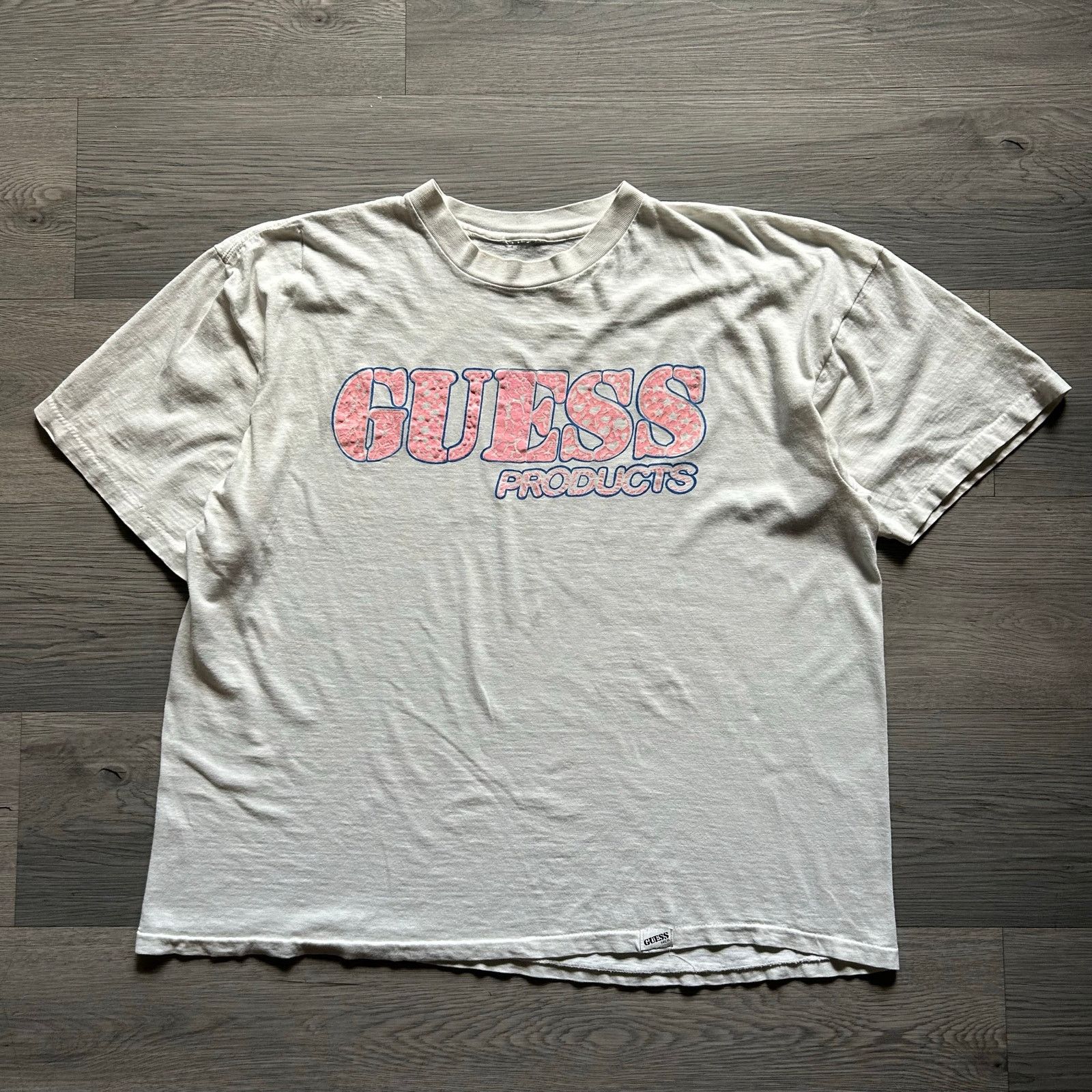 Guess Vtg 80s GUESS Products Vintage Puff Print Star Logo T-Shirt Size US XL / EU 56 / 4 - 2 Thumbnail