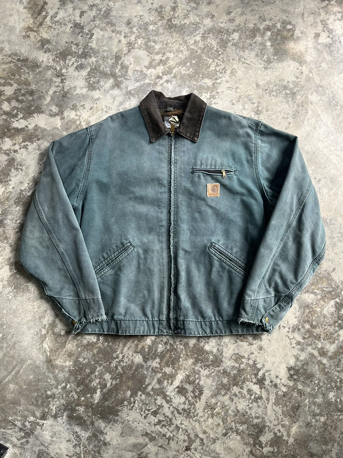 Pre-owned Carhartt X Vintage 90's Turquoise Carhartt Detroit Jacket In Multicolor