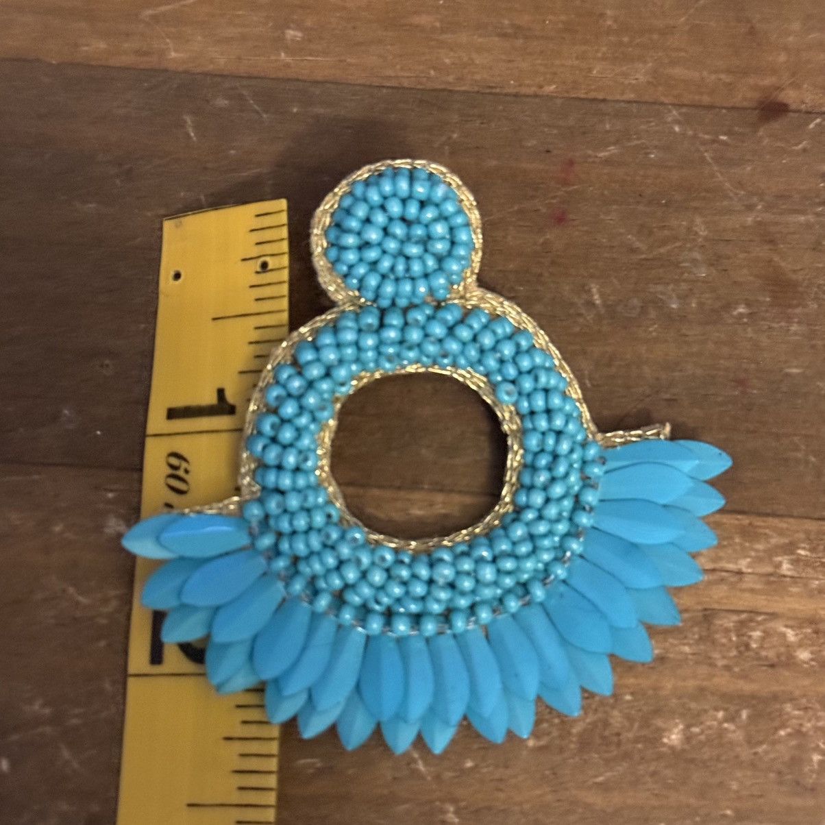 Other Bohemian turquoise beaded fringe hoop statement earrings Size ONE SIZE - 5 Thumbnail