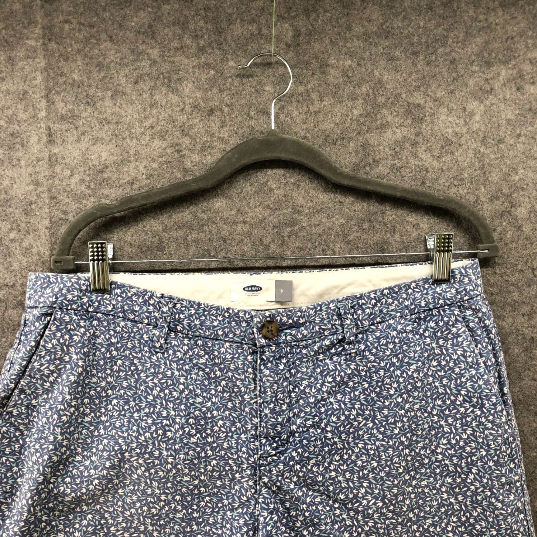 Old Navy OLD NAVY Floral Chino Shorts Womens Size 8 Blue Mid Rise Cotton Spring Summer Size 30" / US 8 / IT 44 - 3 Thumbnail
