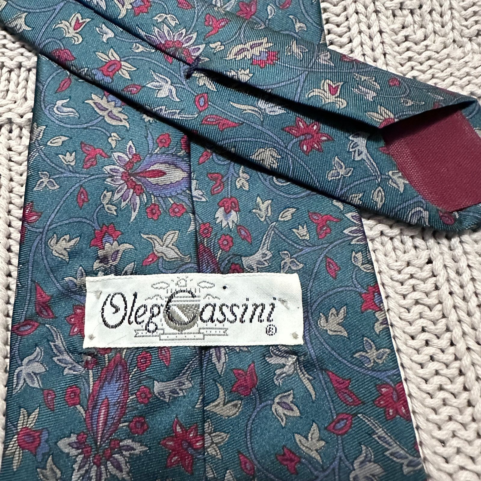Oleg Cassini Vintage Oleg Cassini hunter green tapestry print men's tie Size ONE SIZE - 3 Thumbnail