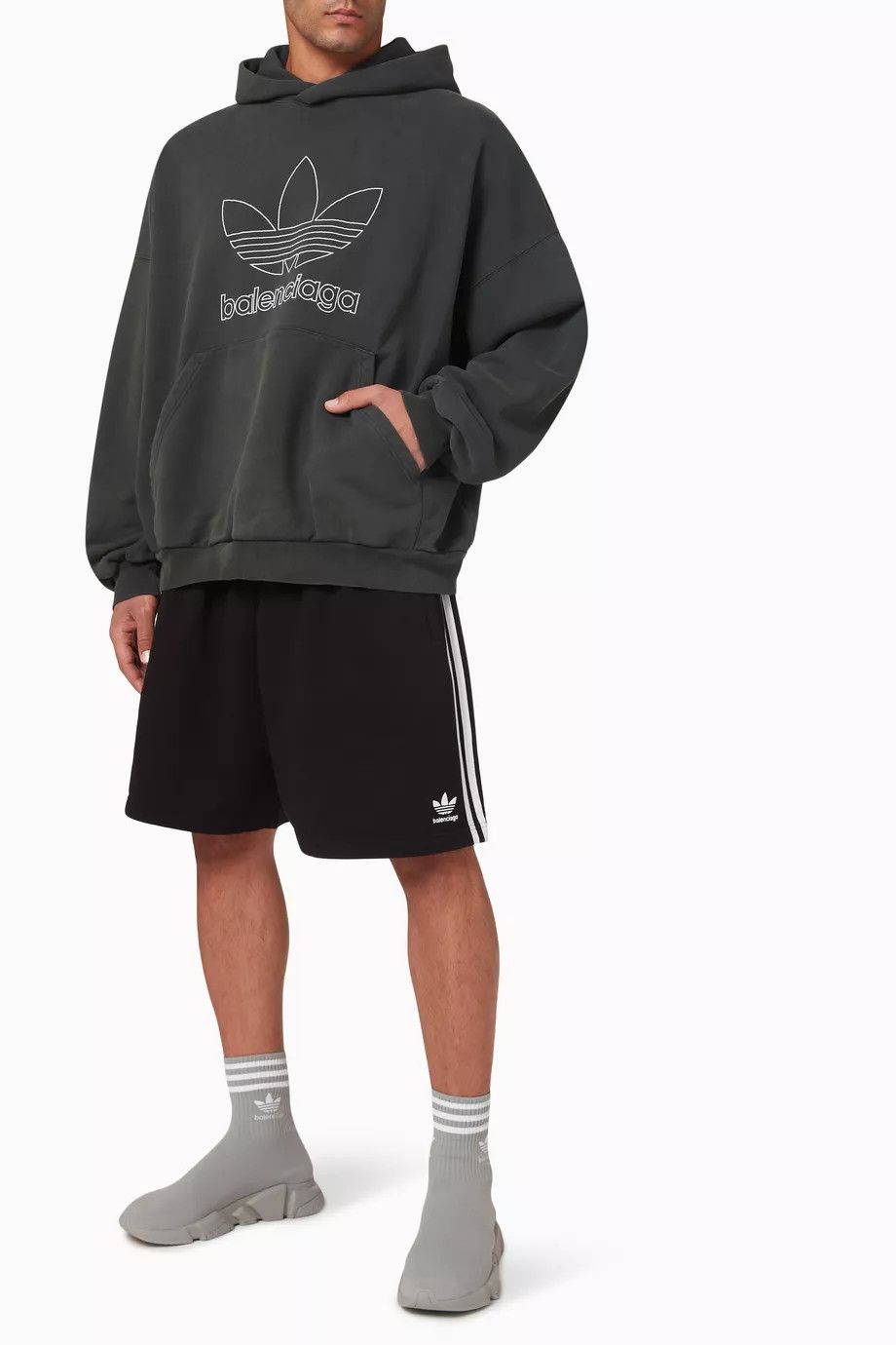 Adidas × Balenciaga o1s1wg110824 Large Fit Hoodie in Cotton Terry in Green Size US XXL / EU 58 / 5 - 2 Thumbnail