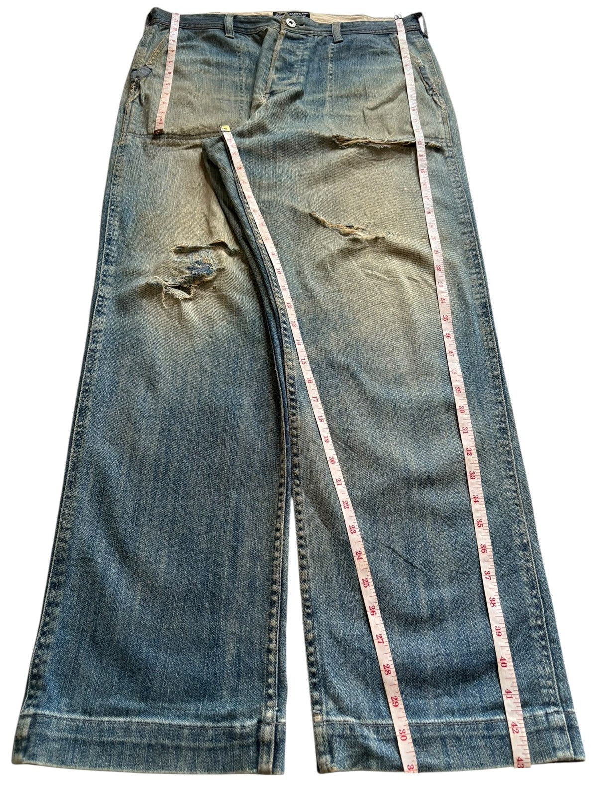 Stussy Vintage Stussy Rusty Mud Wash Rip Buckle Back Baggy Jean Size US 35 - 13 Thumbnail