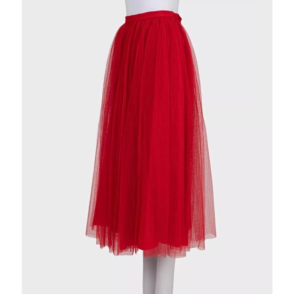 Dior Christian Dior Red Tulle Skirt with Silk Lining - Size 36/S Size 26" / US 2 / IT 38 - 2 Thumbnail