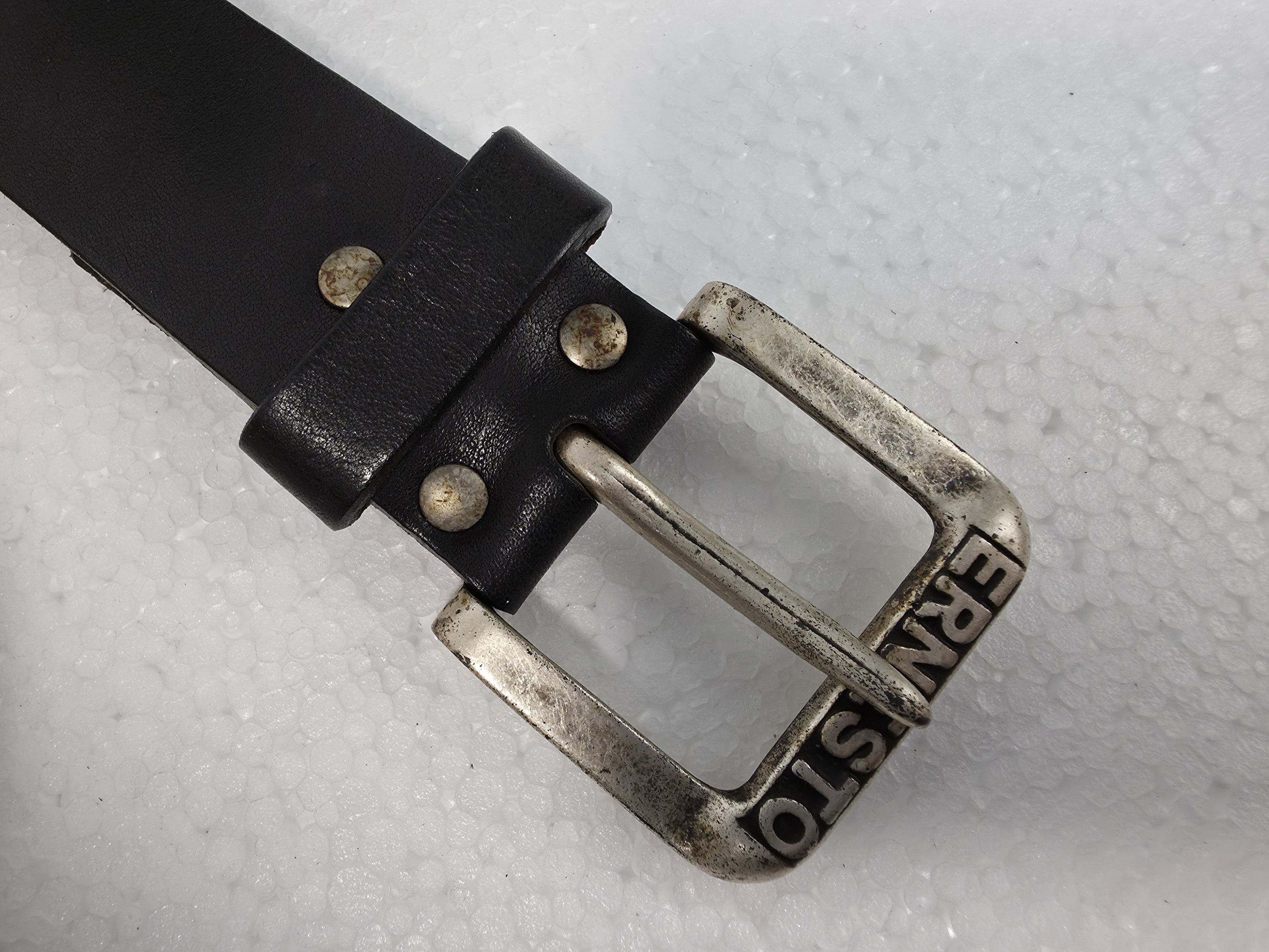 Vintage Ernesto. Vintage leather belt with massive metal buckle Size ONE SIZE - 8 Thumbnail