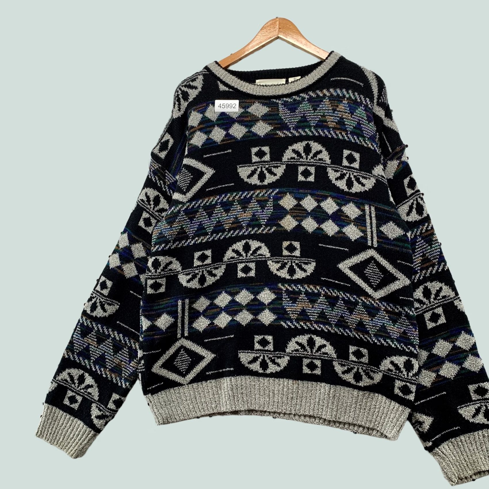 Vintage VINTAGE JT Beckett Sweater Mens XL Black White Fair Isle Geometric Dad Size US XL / EU 56 / 4 - 1 Thumbnail
