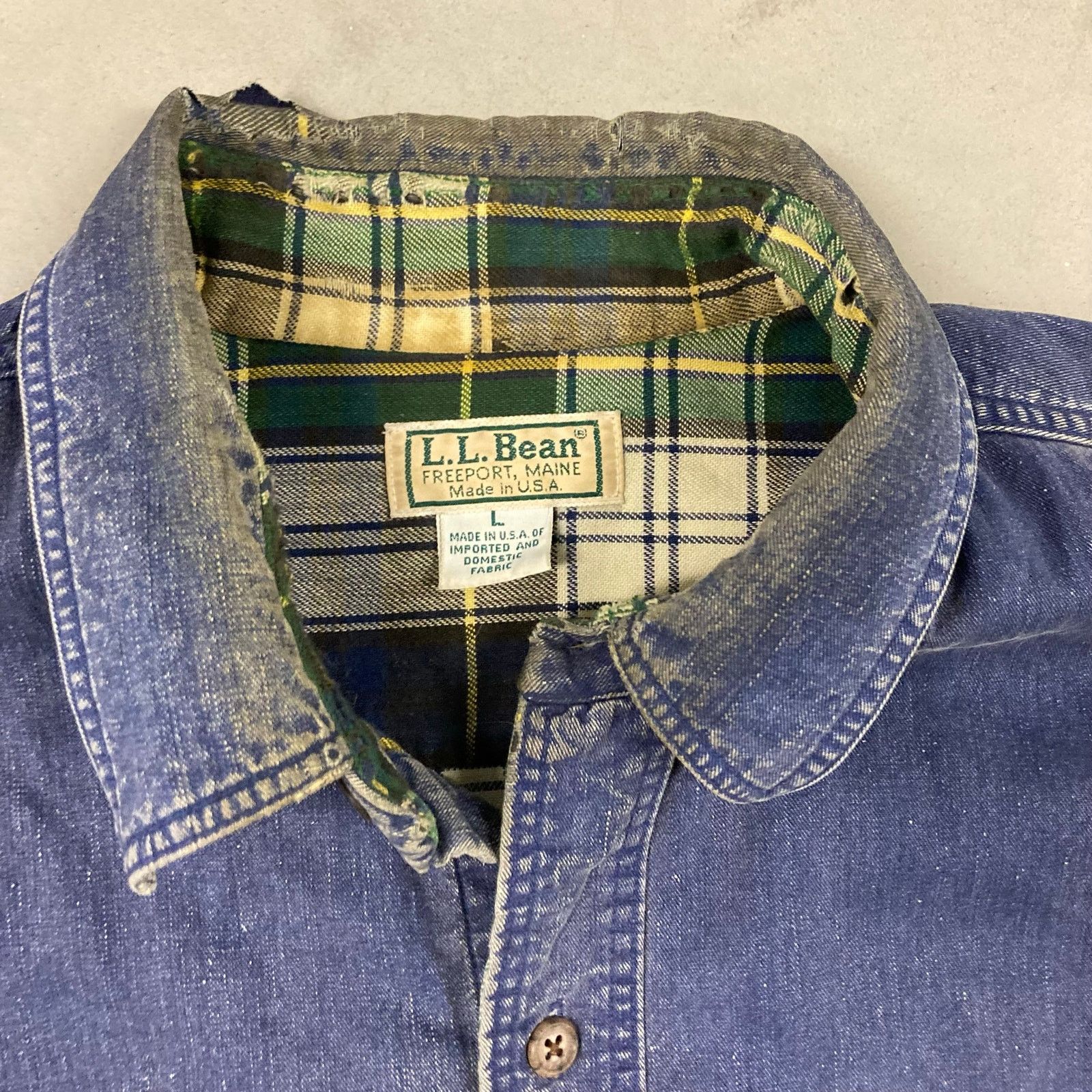 L.L. Bean 90s flannel lined distressed l.l. Bean button up shirt Size US L / EU 52-54 / 3 - 5 Thumbnail