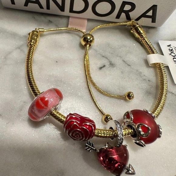 pandora Pandora Genuine Silver SLIDER Chain Bracelet, Love Heart Kis Size ONE SIZE - 8 Thumbnail