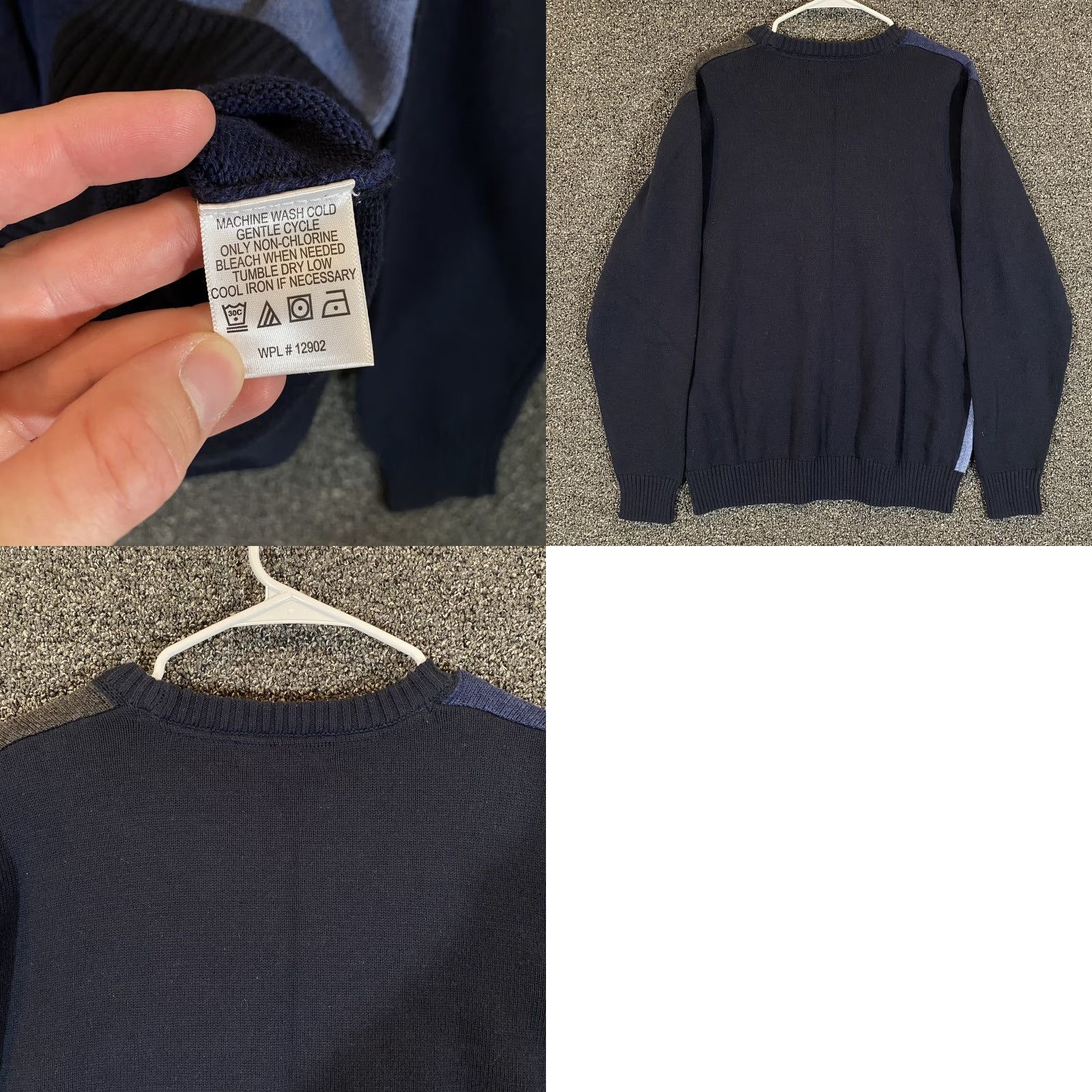Vintage Tricots St Raphael Sweater Mens Large Navy Blue Plaid Long Sleeve Crewneck Pullover Knit Casual Winter Regular Mens Size US L / EU 52-54 / 3 - 8 Thumbnail