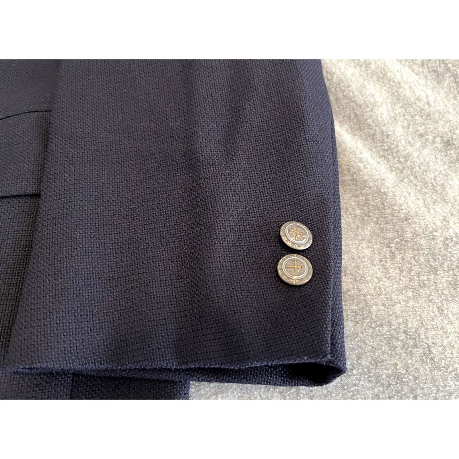 Vintage Hickey Freeman Blazer Jacket Sport Coat Navy 2-Button Men 44 Regular Vintage 1980s Size 44R - 6 Thumbnail