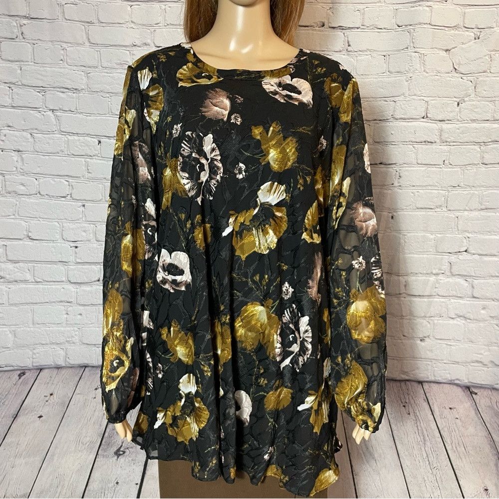 Other Susan Graver Fully Lined Printed Jacquard Black Brown Tunic Size XL / US 12-14 / IT 48-50 - 3 Thumbnail
