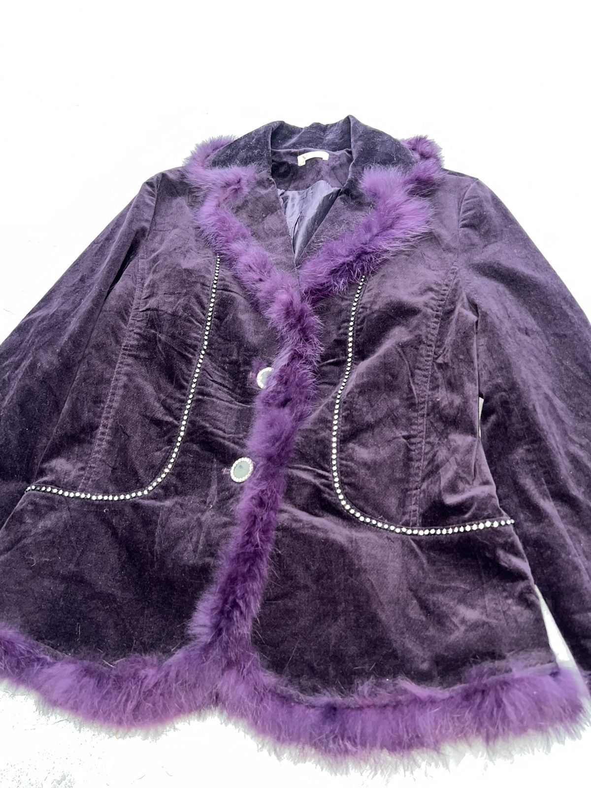 Anna Sui Velvet purple blazer with fur trim 🔮 Size M / US 6-8 / IT 42-44 - 9 Thumbnail