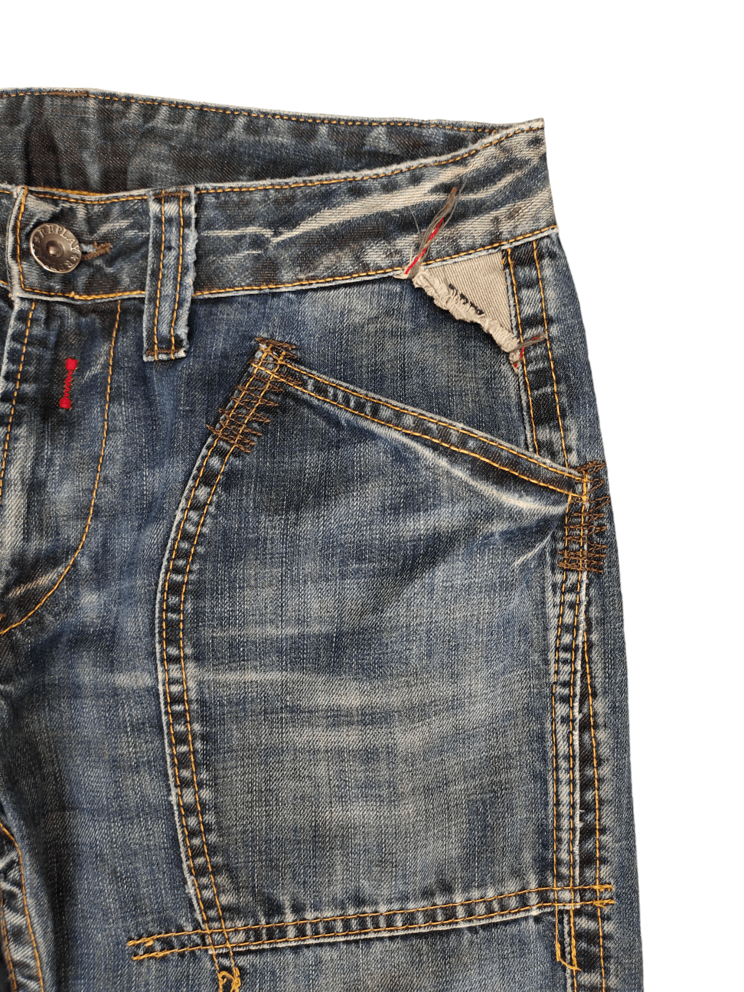 Replay Vintage Y2k Replay Spiral Cut Fatigue Denim Pants Size US 30 / EU 46 - 3 Thumbnail