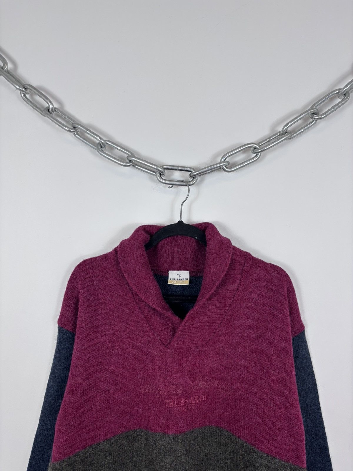 Trussardi Vintage Trussardi Sport Men’s Wool Knit Shawl Collar Sweater Size US M / EU 48-50 / 2 - 2 Thumbnail