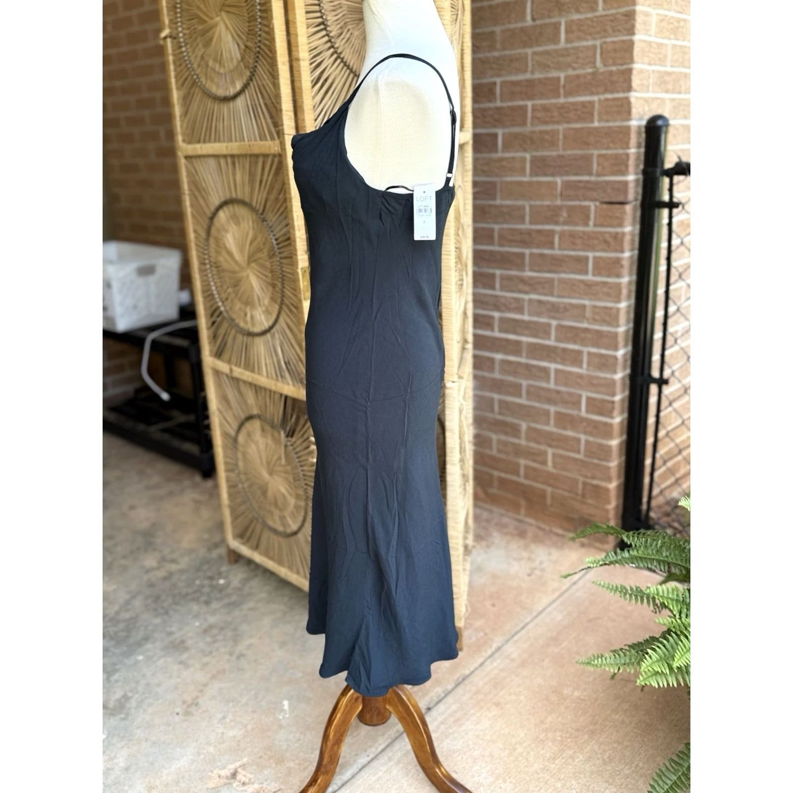 Loft VINTAGE LOFT Black Cowl Neck Slip Dress Womens Long Size 0 Size XS / US 0-2 / IT 36-38 - 3 Thumbnail