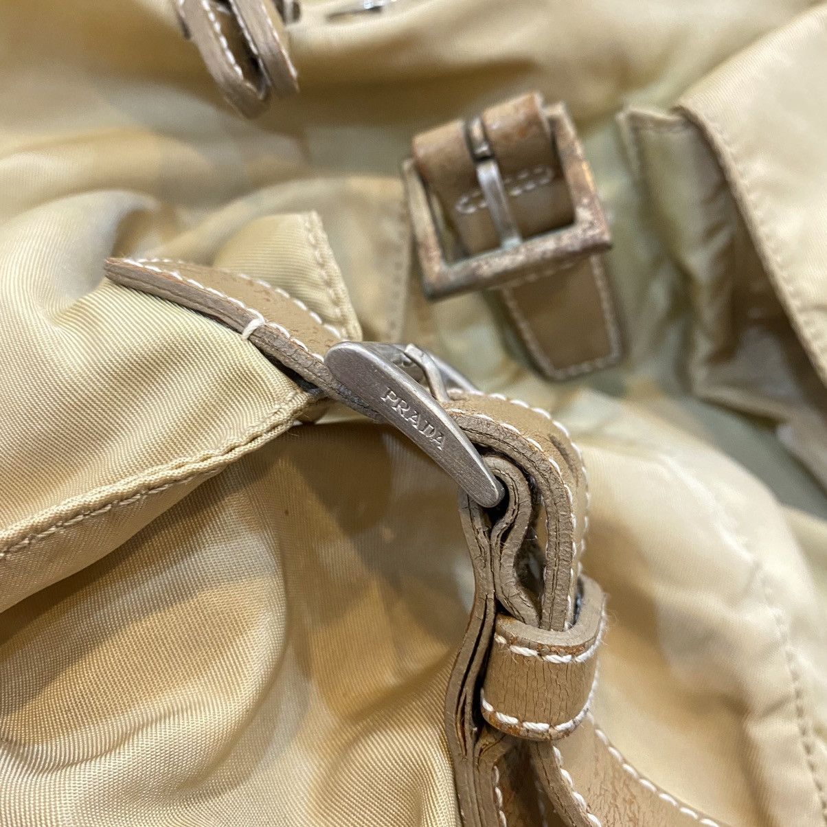 Prada × Vintage Vintage Prada Cammello Brown Nylon Vela Backpack Size ONE SIZE - 21 Thumbnail