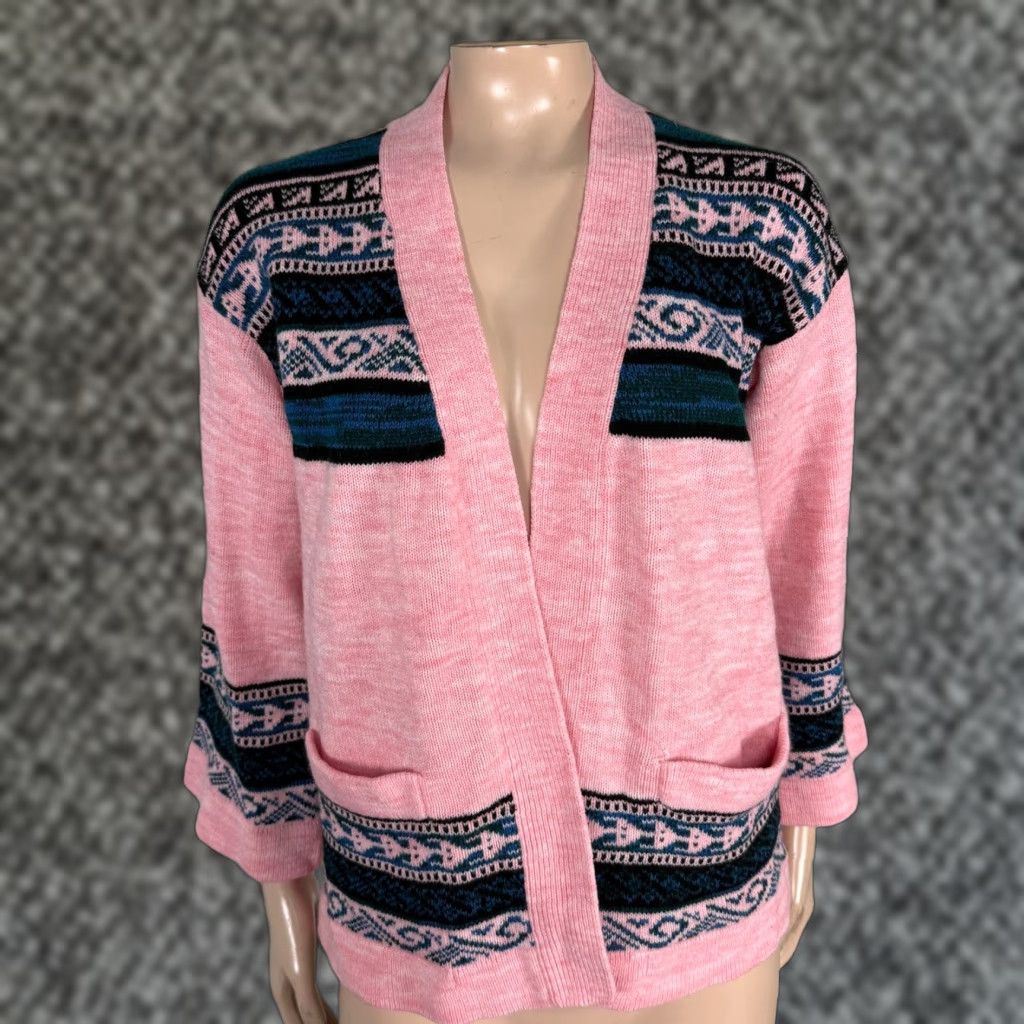 Vintage VINTAGE Zado Cardigan Sweater L Pink 70s Hippy San Francisco Kimono E4-3 Women? Men? Size S / US 4 / IT 40 - 1 Thumbnail