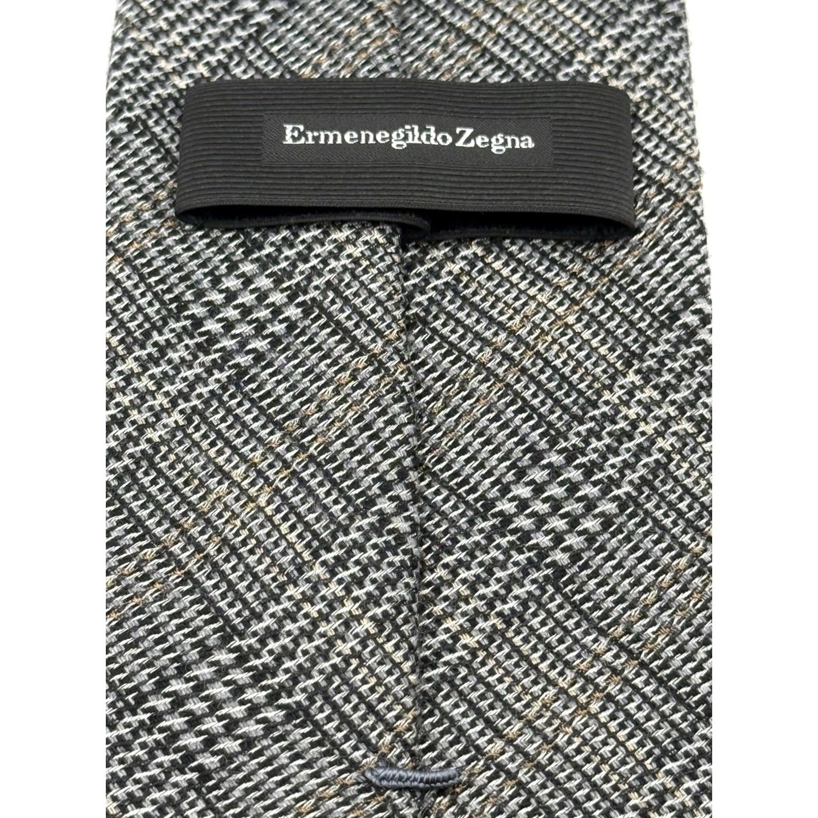 Ermenegildo Zegna VINTAGE ERMENEGILDO ZEGNA Silk Wool Tie Plaid Houndstooth Made In Italy EUC Size ONE SIZE - 6 Thumbnail