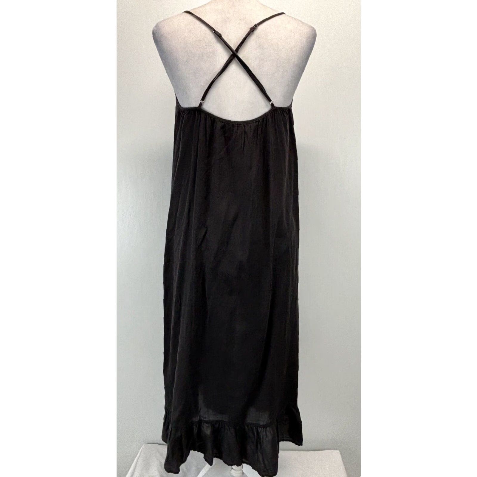 J.Crew J. Crew Womens Midi Slip Dress XS Black Lightweight Cotton Size XS / US 0-2 / IT 36-38 - 3 Thumbnail