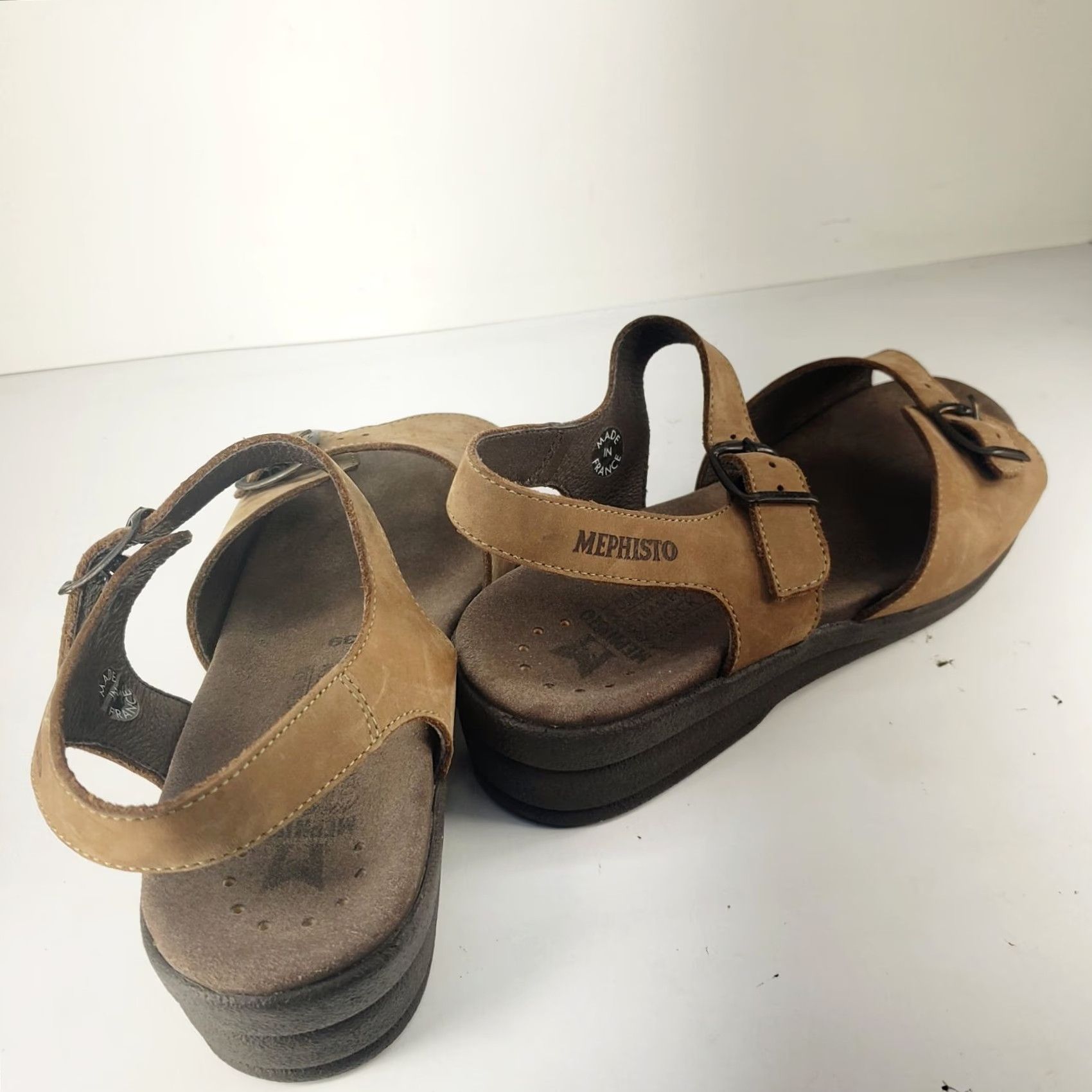 Mephisto Mephisto Sandals Suede Brown Wedge Strappy Women's 8M EU 39 Adjustable Arch Support Cushioned Comfort Leather Upper Breathable Nonslip Size US 8 / IT 38 - 4 Thumbnail