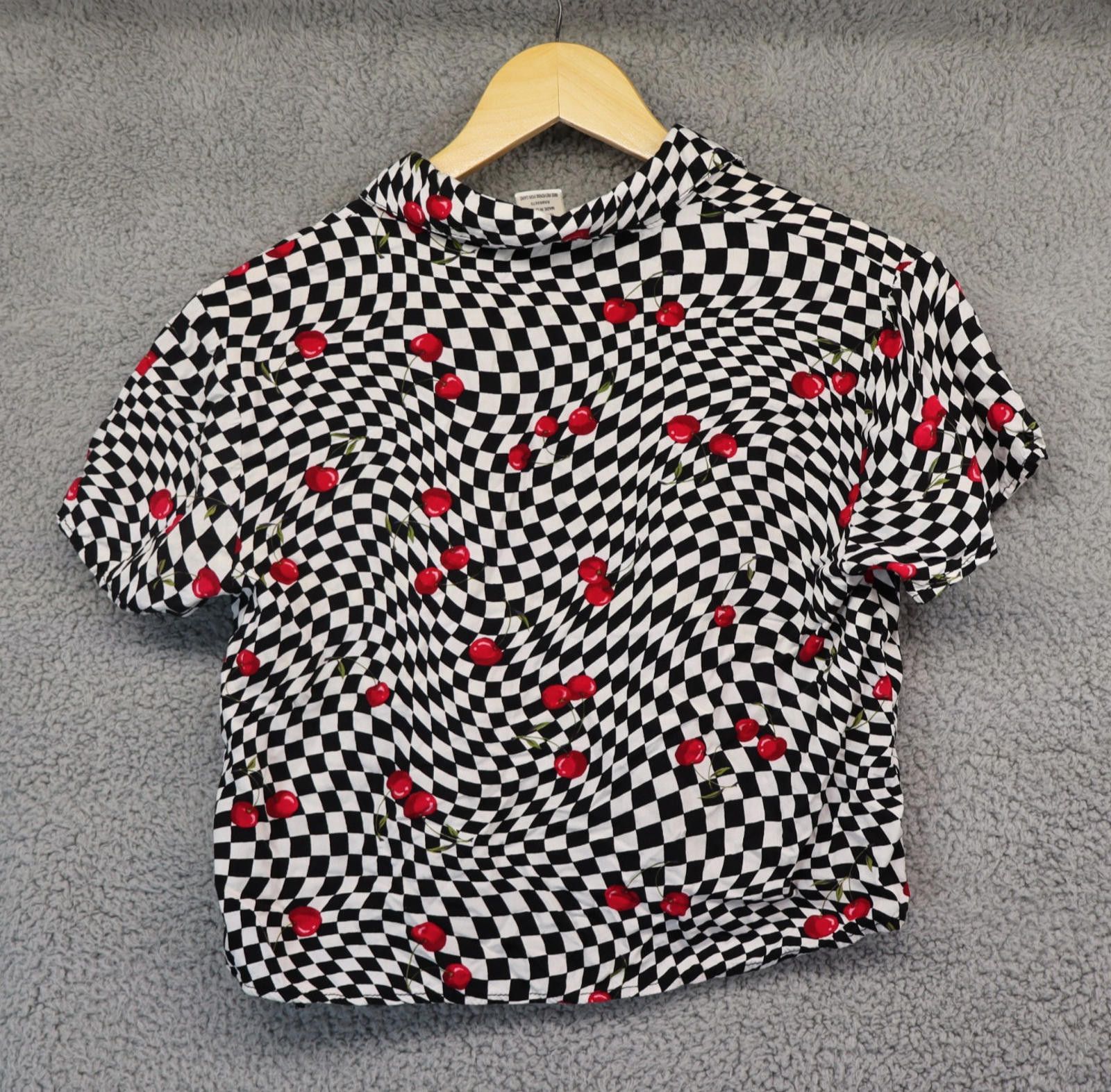 Passport Vtg Blouse Women Small Checker Cherry Rayon 90s y2k Pinup Size S / US 4 / IT 40 - 6 Thumbnail