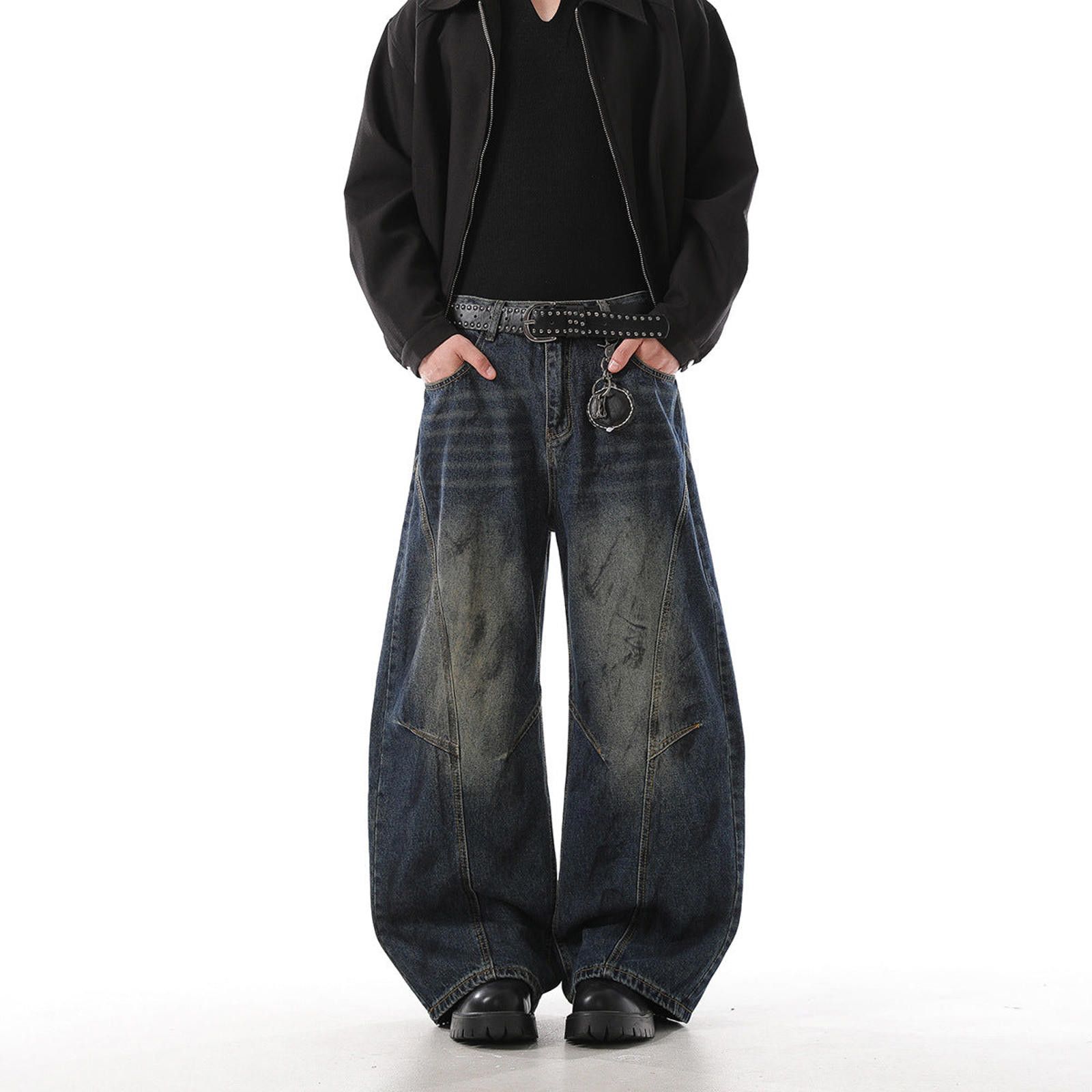 Jean Dark Wash Wide Leg Denim Jeans, Baggy Fit Jeans Size US 32 / EU 48 - 1 Thumbnail