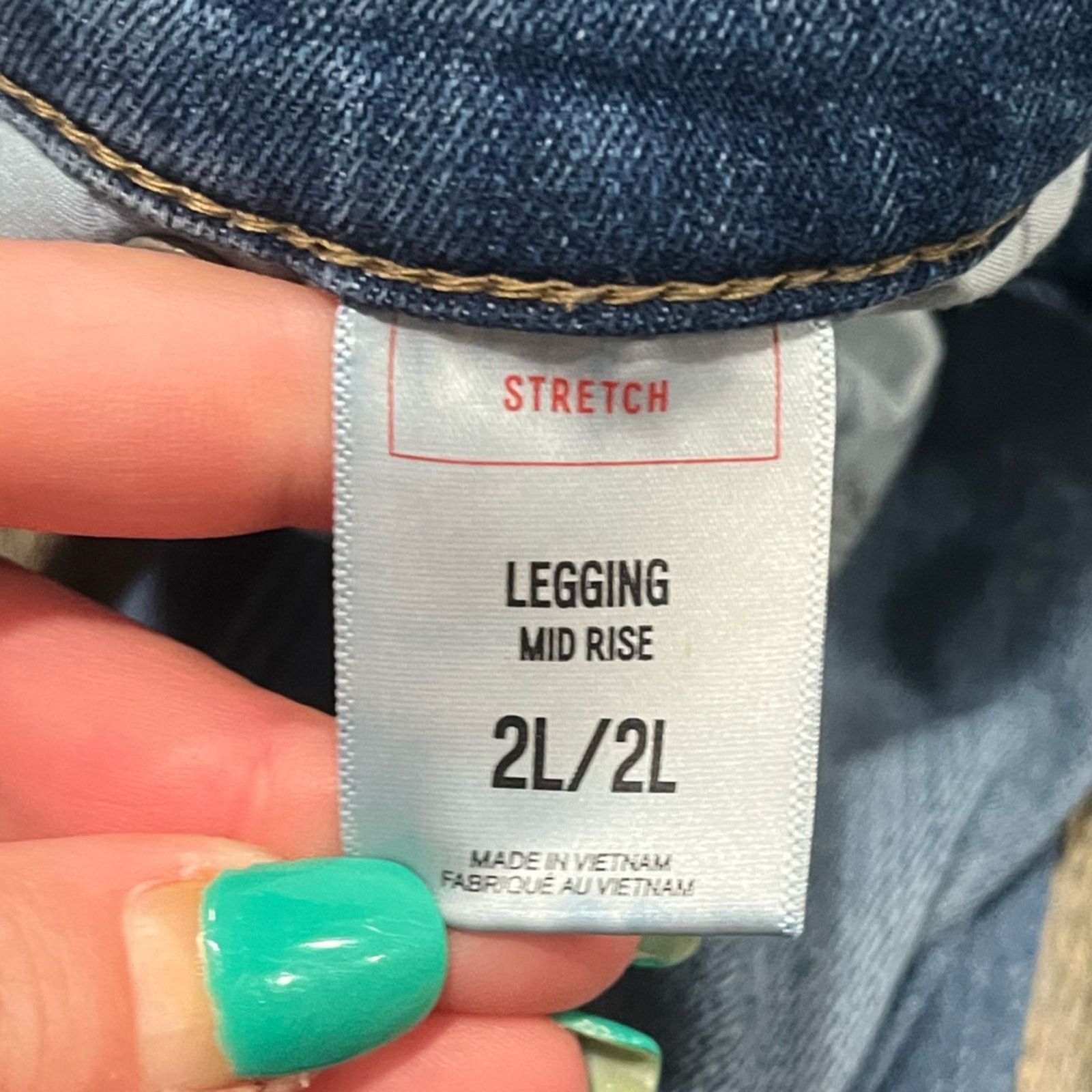 Express Express Legging Jeans Mid-Rise Distressed Stretch Blue Sz 2L Size 26" / US 2 / IT 38 - 8 Thumbnail