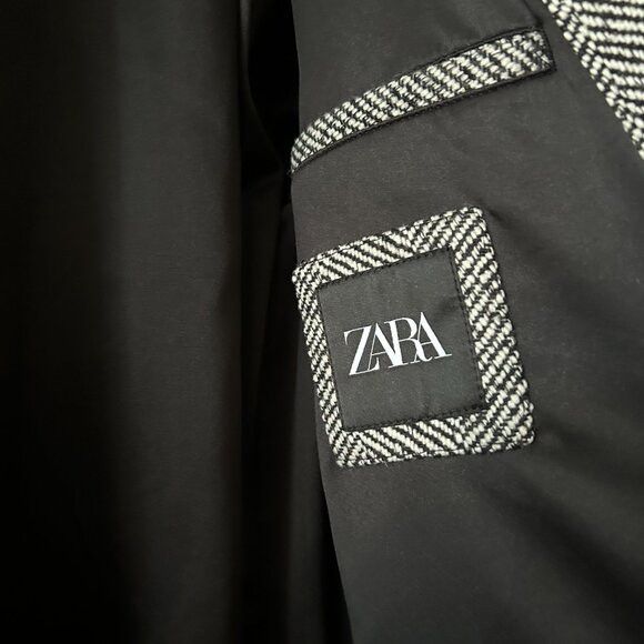Zara Zara - Herringbone Wool Coat Drop Shoulder - Brand new Size L / US 10 / IT 46 - 3 Thumbnail