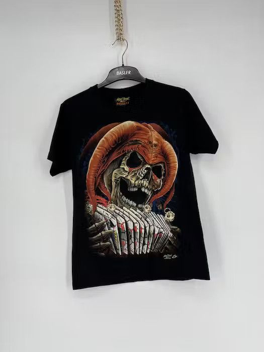Band Tees × Vintage Tatto Motif Hourglass SCULL T-Shirt Biker Streetwear SKULL Size US S / EU 44-46 / 1 - 6 Thumbnail