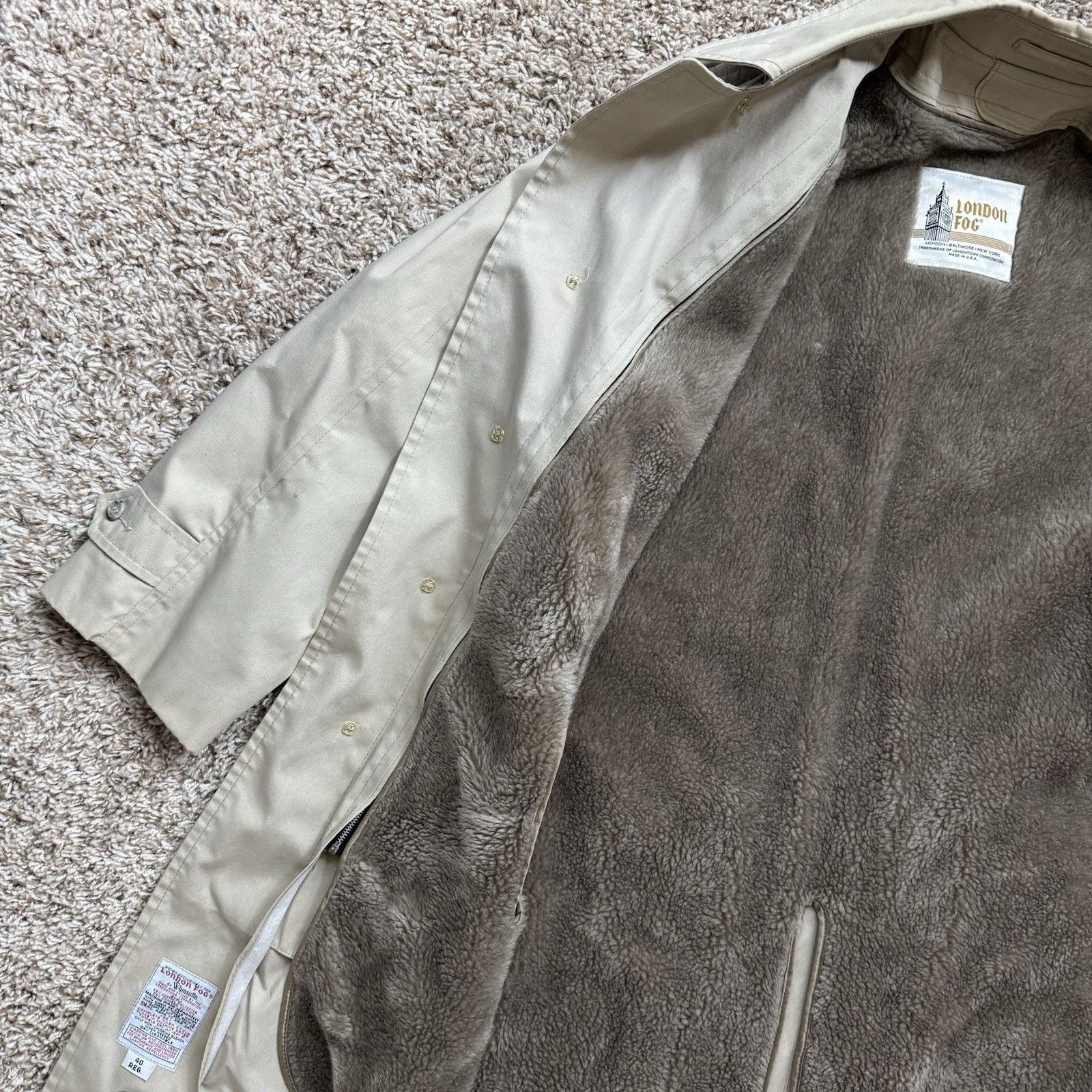 London Fog × Vintage London Fog Trench Coat Tan Overcoat Jacket Fleece Lined Size US M / EU 48-50 / 2 - 11 Thumbnail