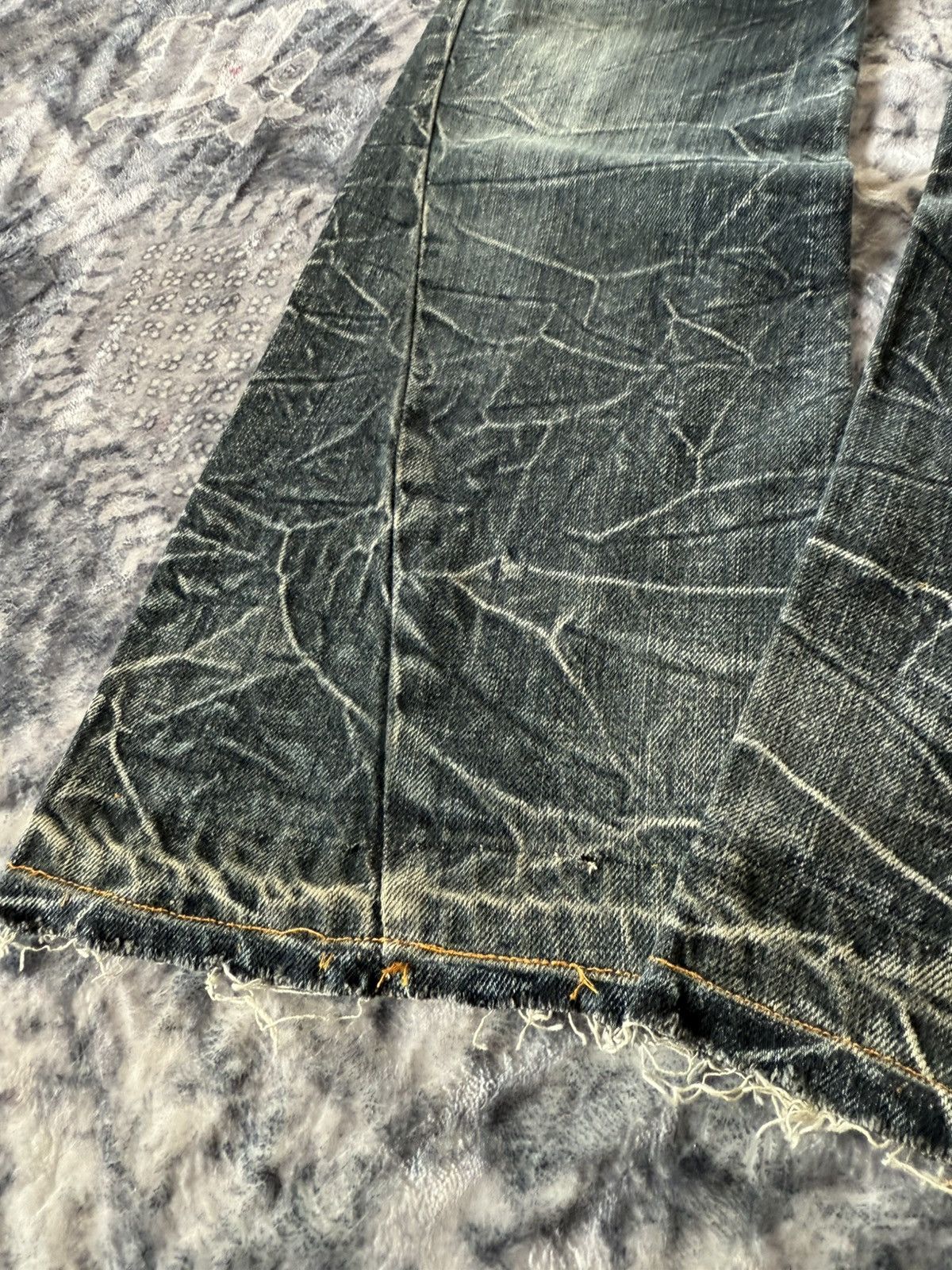 If Six Was Nine Nylaus Japan Shatter Wash Spiral Glam Flared Jeans Size US 30 / EU 46 - 9 Thumbnail