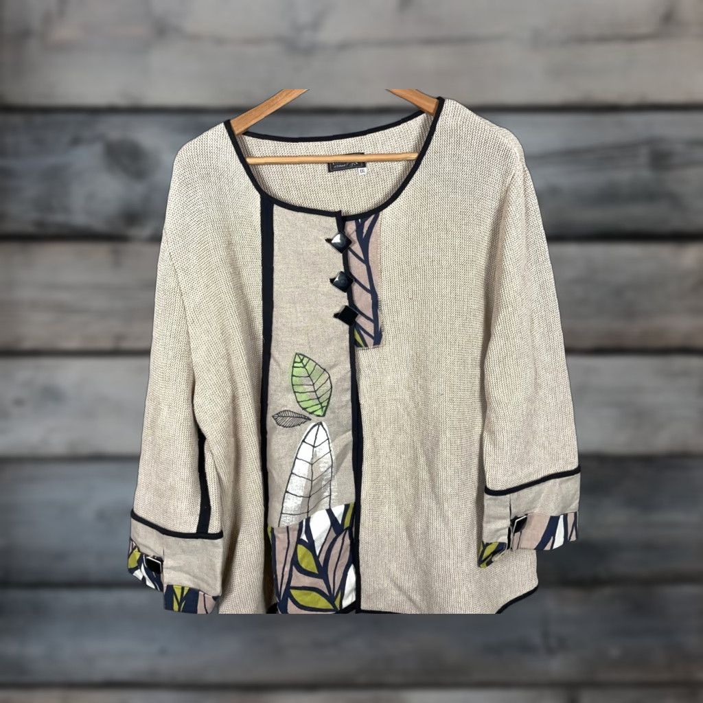 Vintage Tivoli Asymmetrical Cardigan Women's XL Beige Geometric Chunky-Knit Bohemian 90s Size XL / US 12-14 / IT 48-50 - 1 Thumbnail