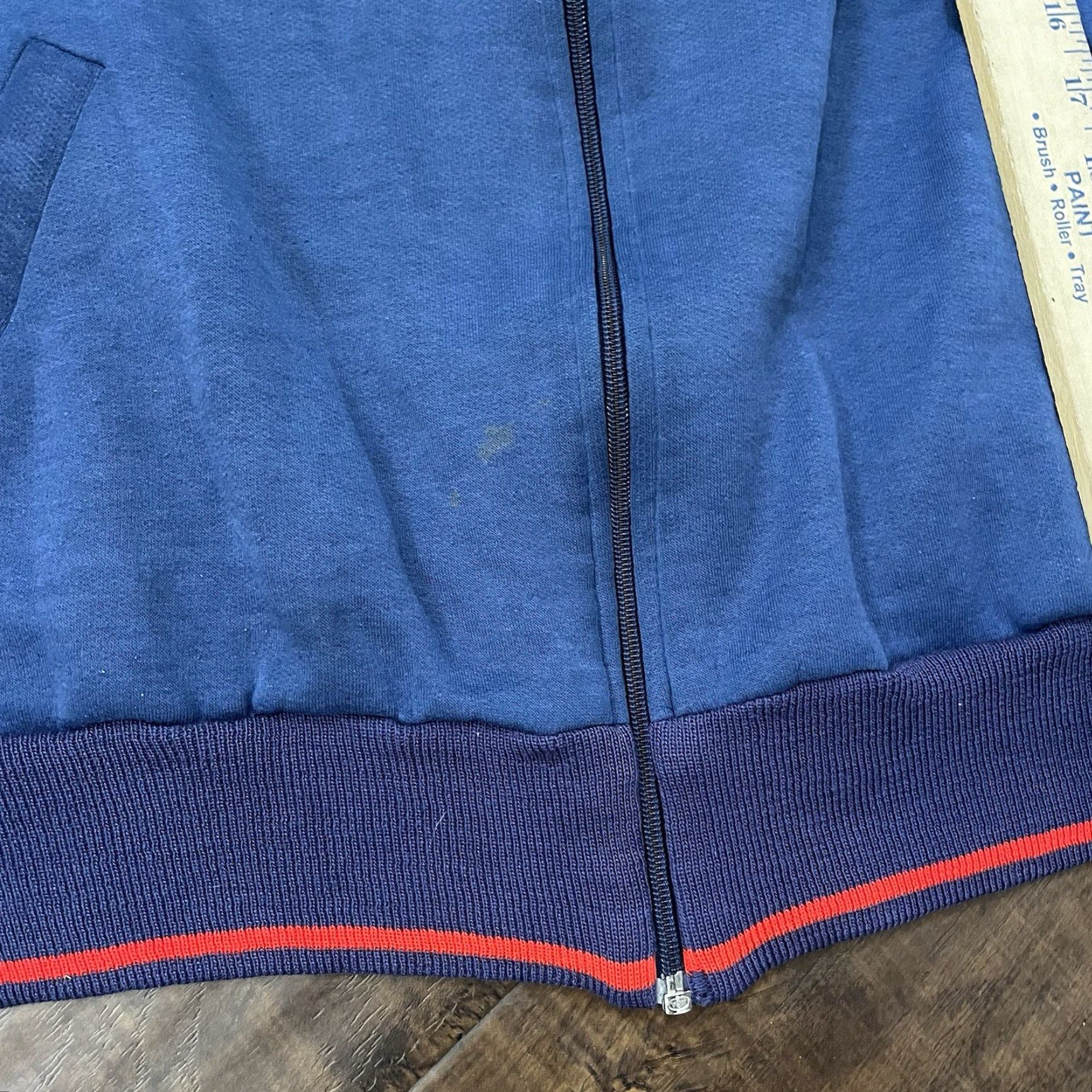 Nike VINTAGE Nike Track Jacket Mens M Full Zip Swoosh Check Navy Blue 80s 90s College Sports Size US M / EU 48-50 / 2 - 6 Thumbnail