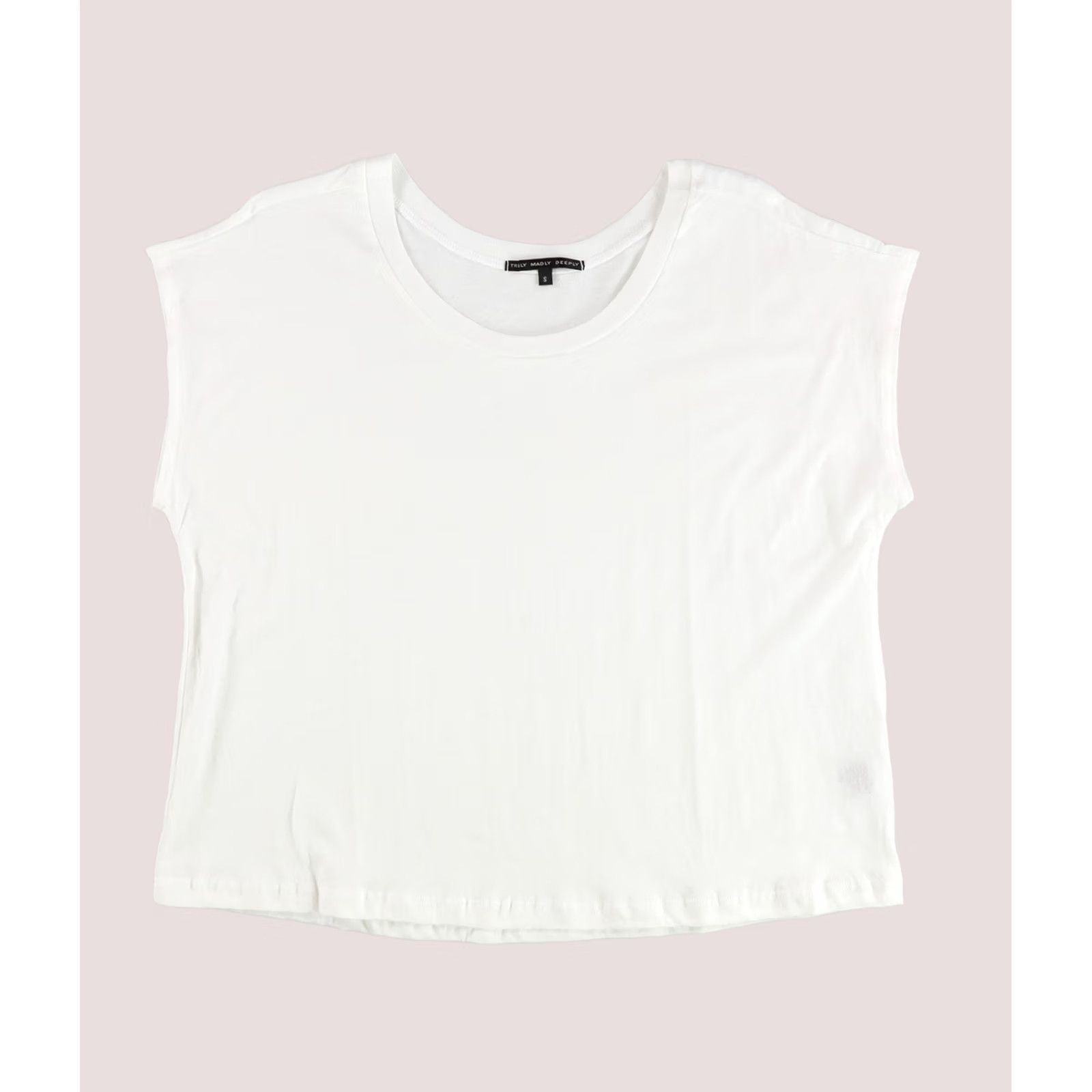 Vintage TRULY MADLY DEEPLY Womens Plain Cap Sleeve Basic T-Shirt, ivory, S Size S / US 4 / IT 40 - 1 Preview