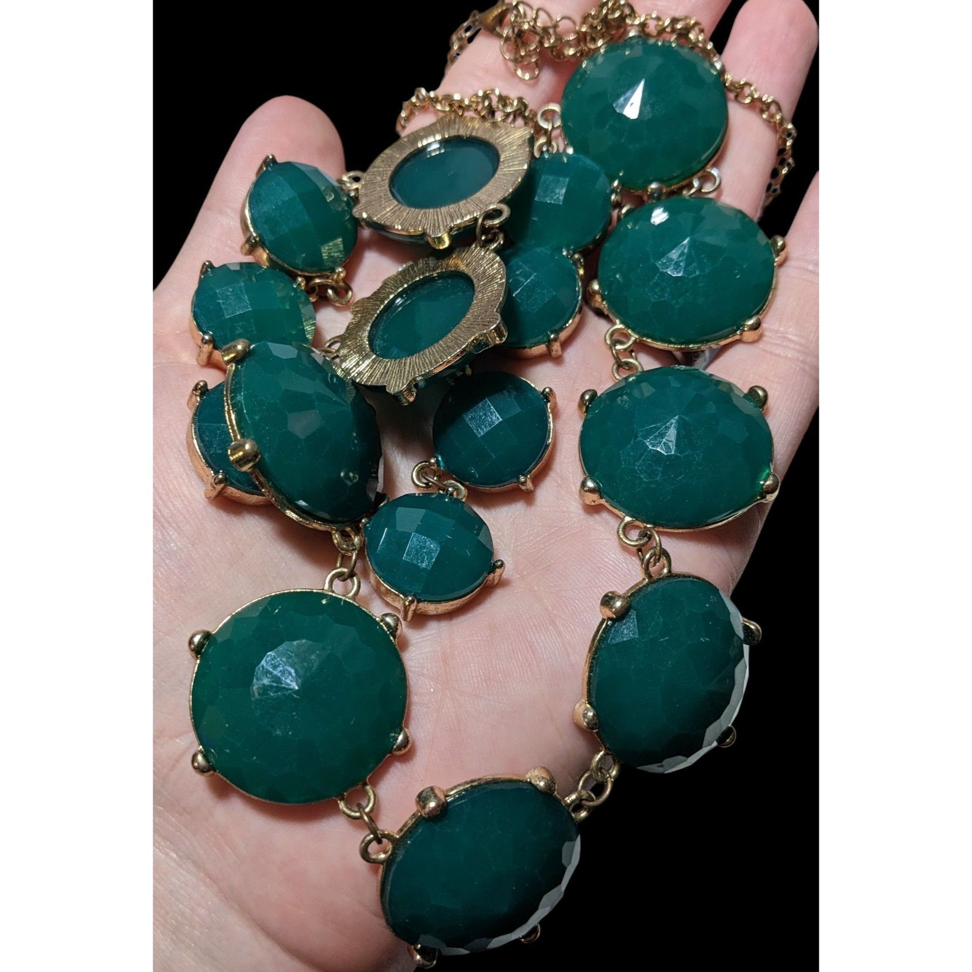 Other Y2K Glam Chunky Green Gemmed Statement Necklace Size ONE SIZE - 4 Thumbnail