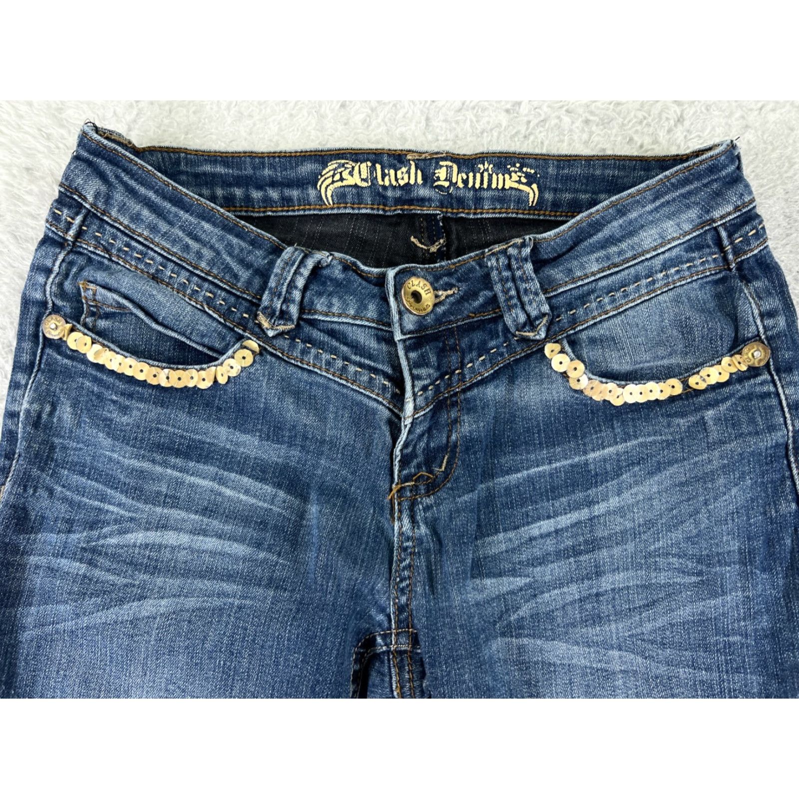 Vintage Clash Jeans Womens 5 Blue Denim Low Rise Skinny Cotton Blend 26x30 City Preppy Stretch 5-Pocket Womens Jeans Size 27" / US 4 / IT 40 - 4 Thumbnail