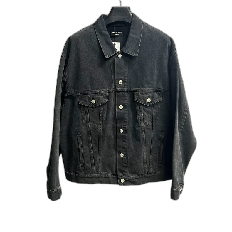 Balenciaga Black Logo Denim Jacket